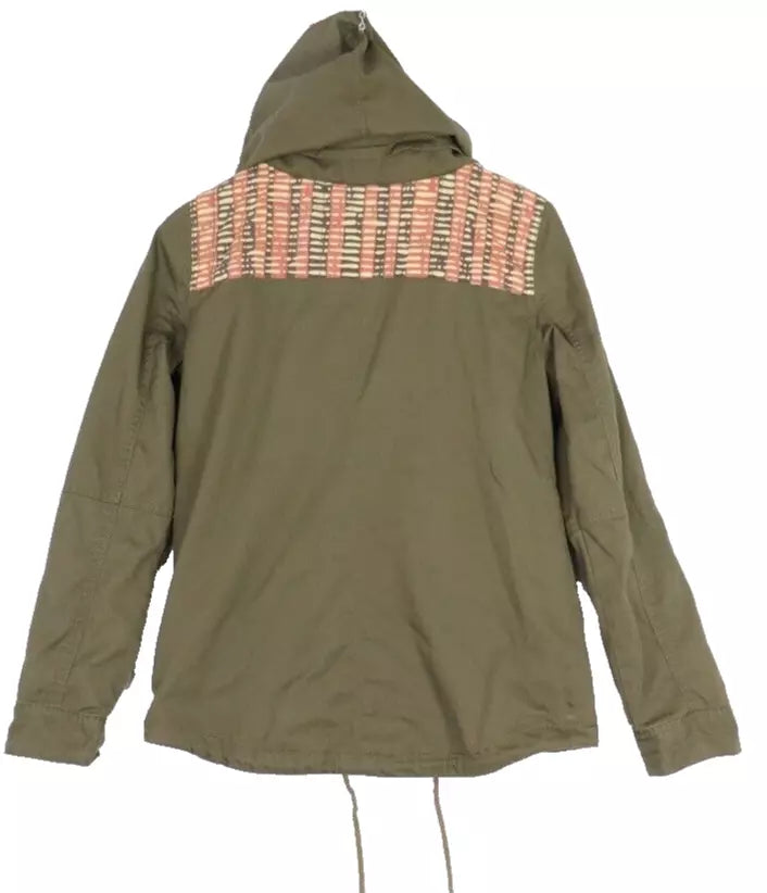 Roxy Womens Jacket Size M Khaki Hidden Hood Hooded - Preloved Jacket