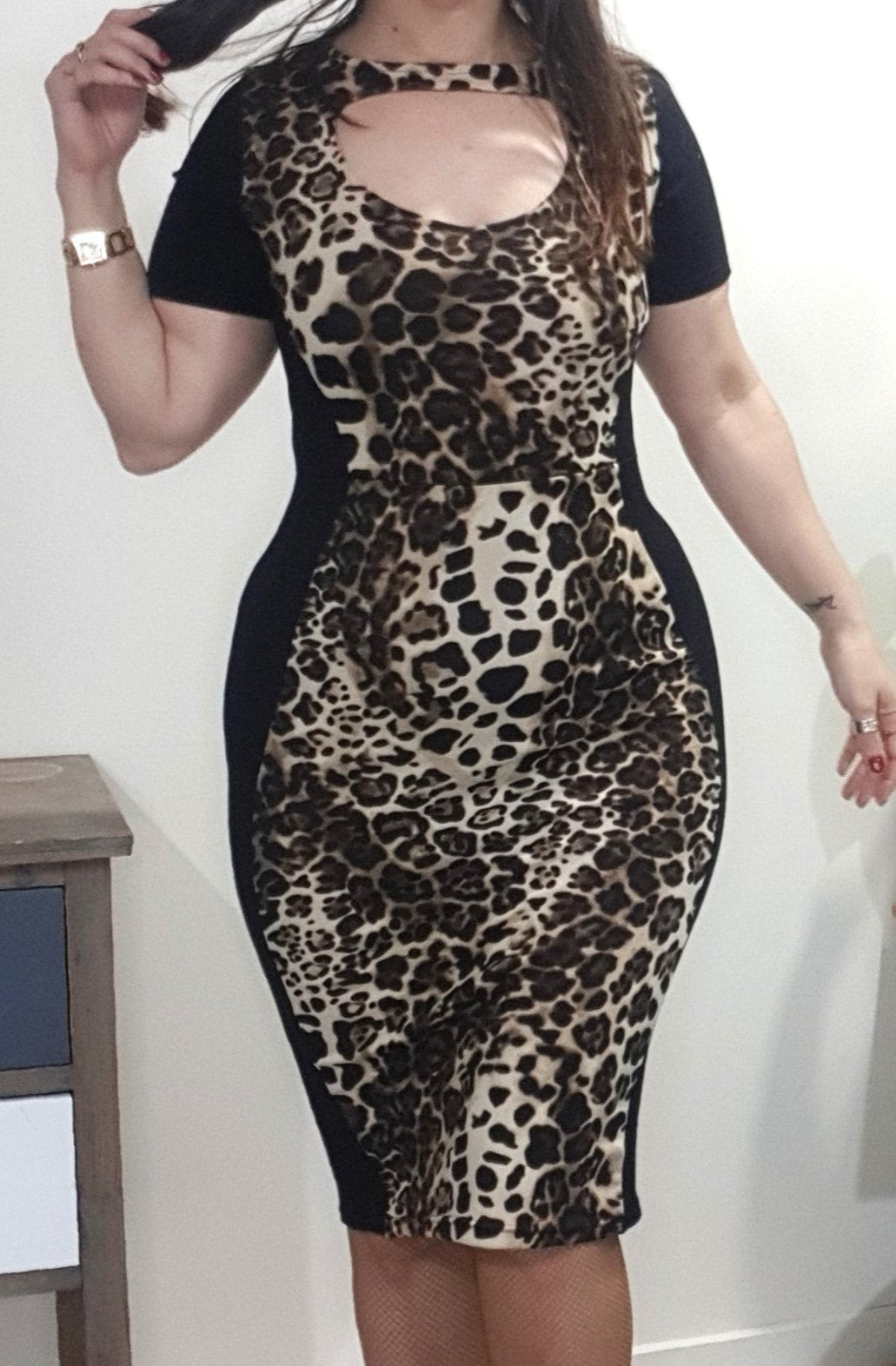 preloved animal print dress for sale in good second hand condition. size 8. Auckland