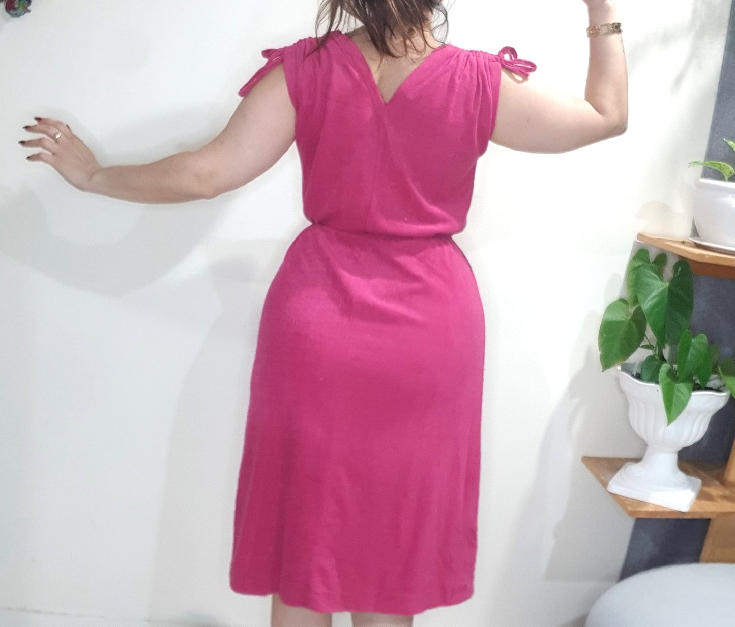 Vintage Dress Terry Cloth Dress - Hot pink Dress