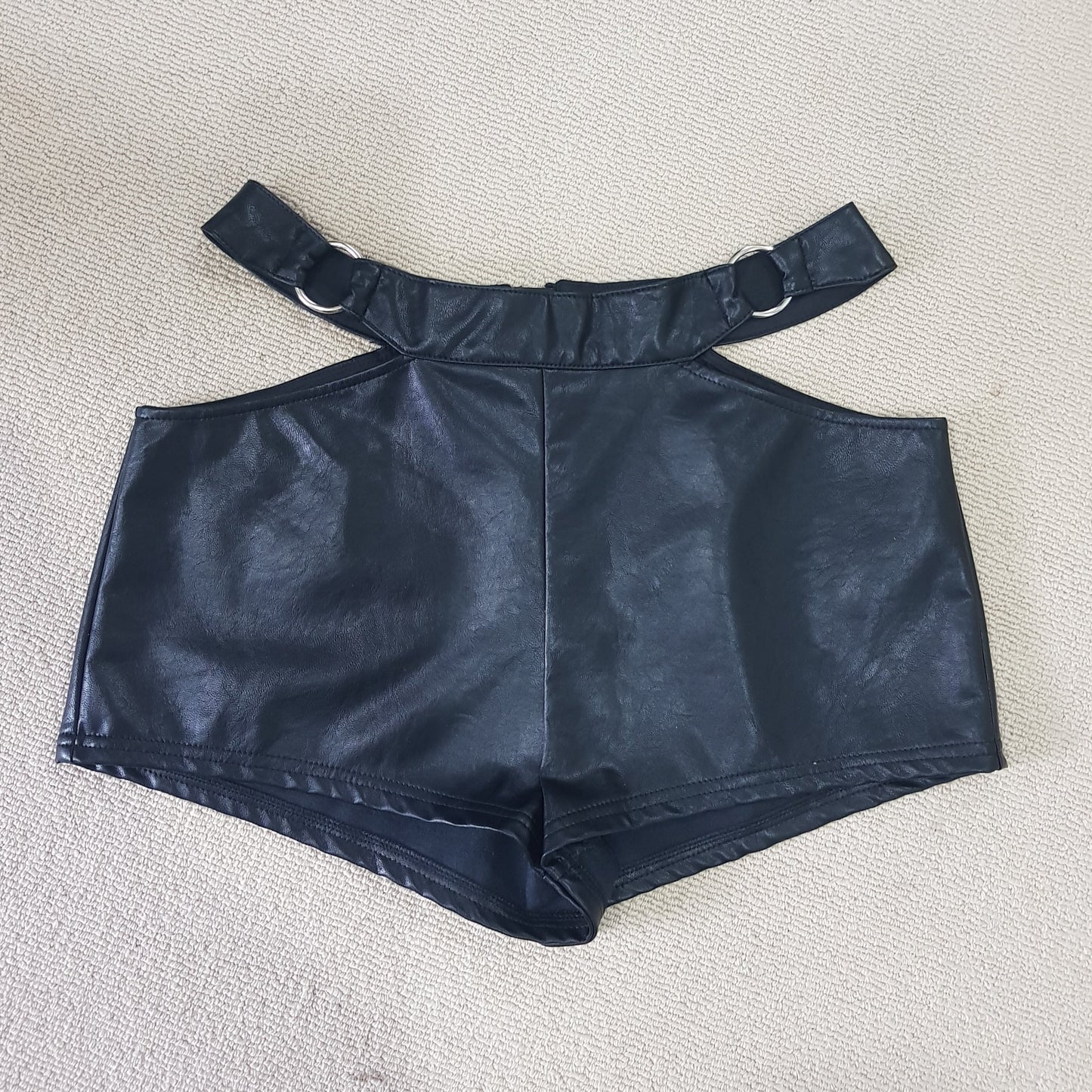 Sexy Black Shorts Faux Leather Shorts Size M.