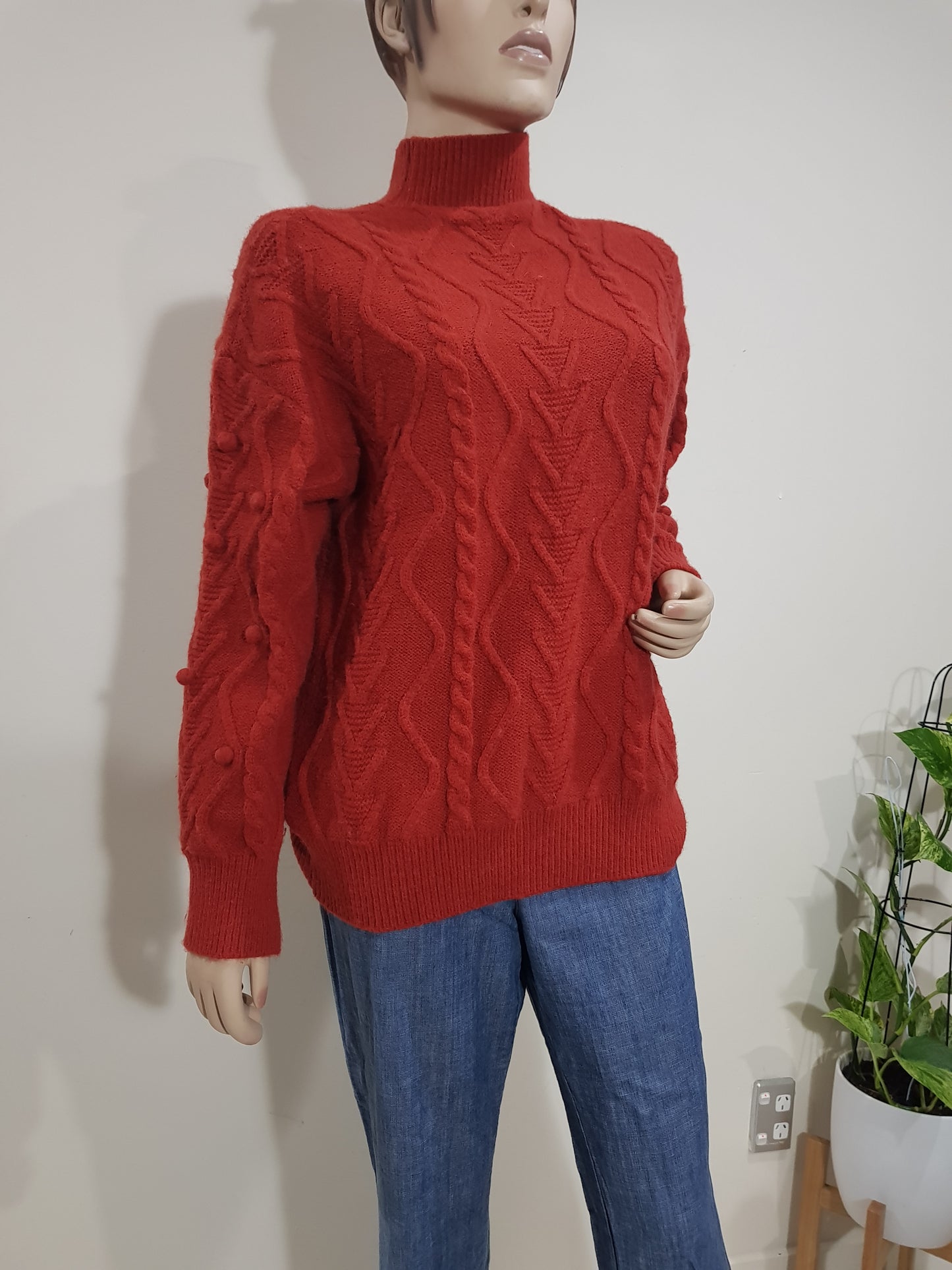 Cable Knit Sweater - Turtle Neck Knit Top - Preloved Pullovers