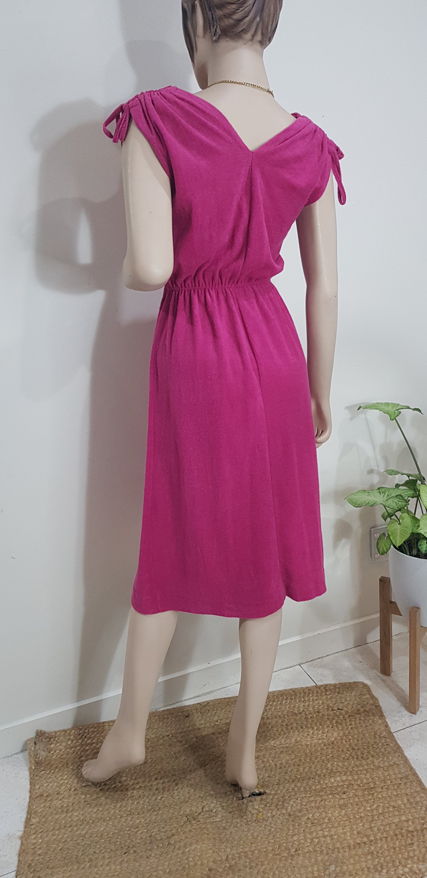 Vintage Dress Terry Cloth Dress - Hot pink Dress