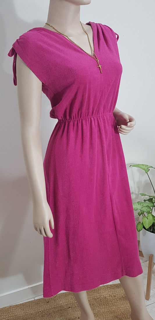 Vintage Dress Terry Cloth Dress - Hot pink Dress