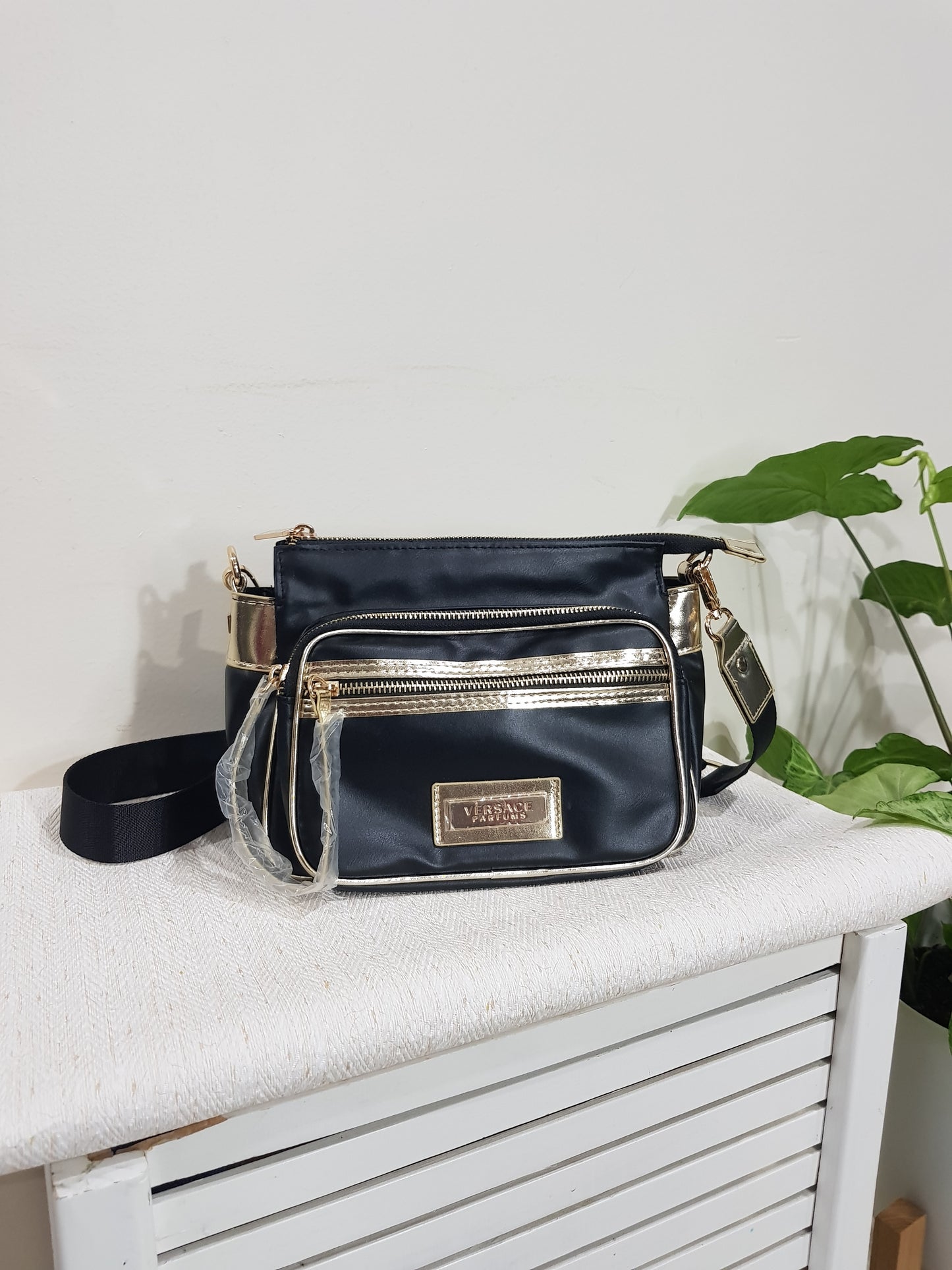 Black & Gold Shoulder Strap Bag