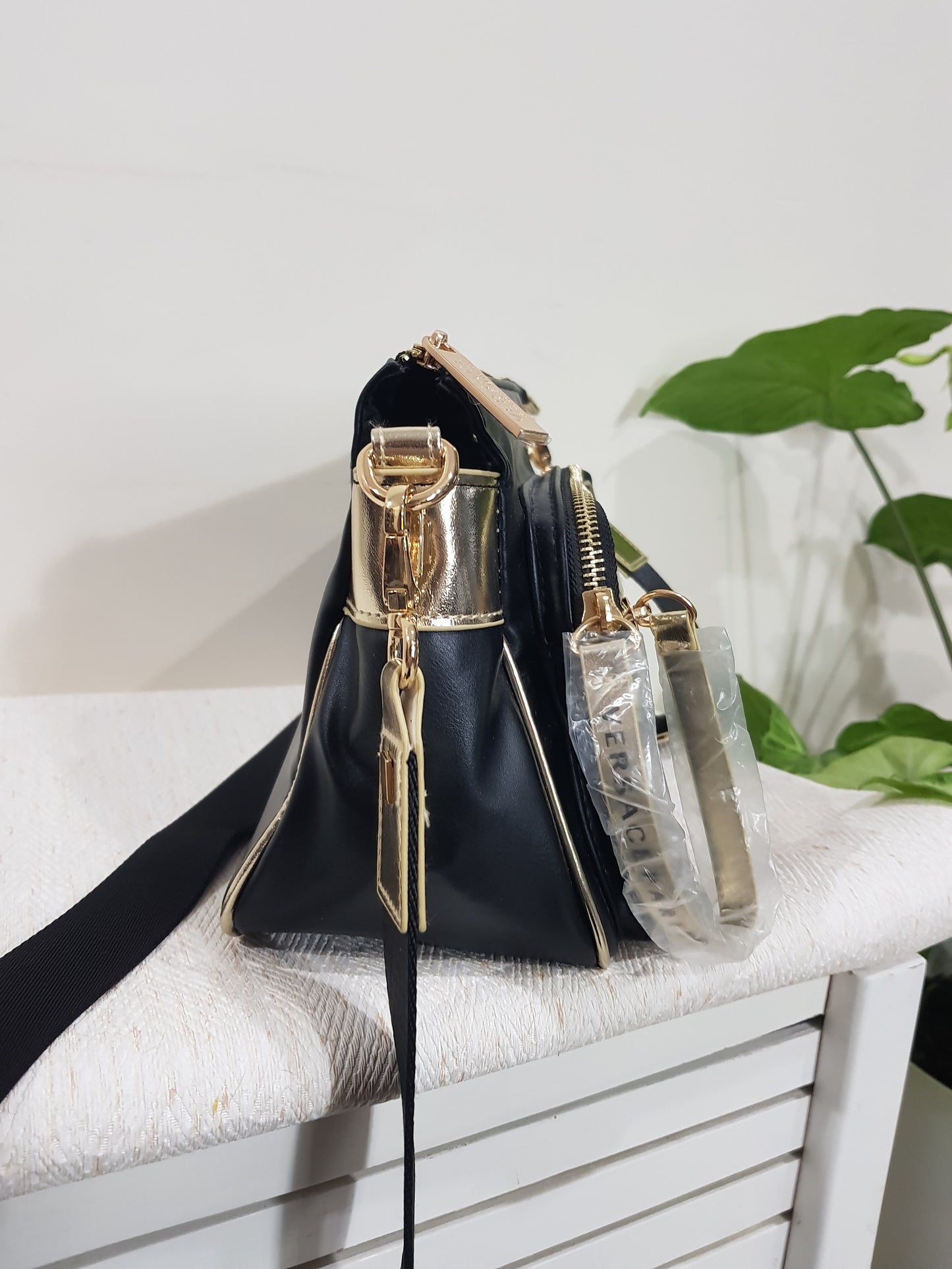 Black & Gold Shoulder Strap Bag