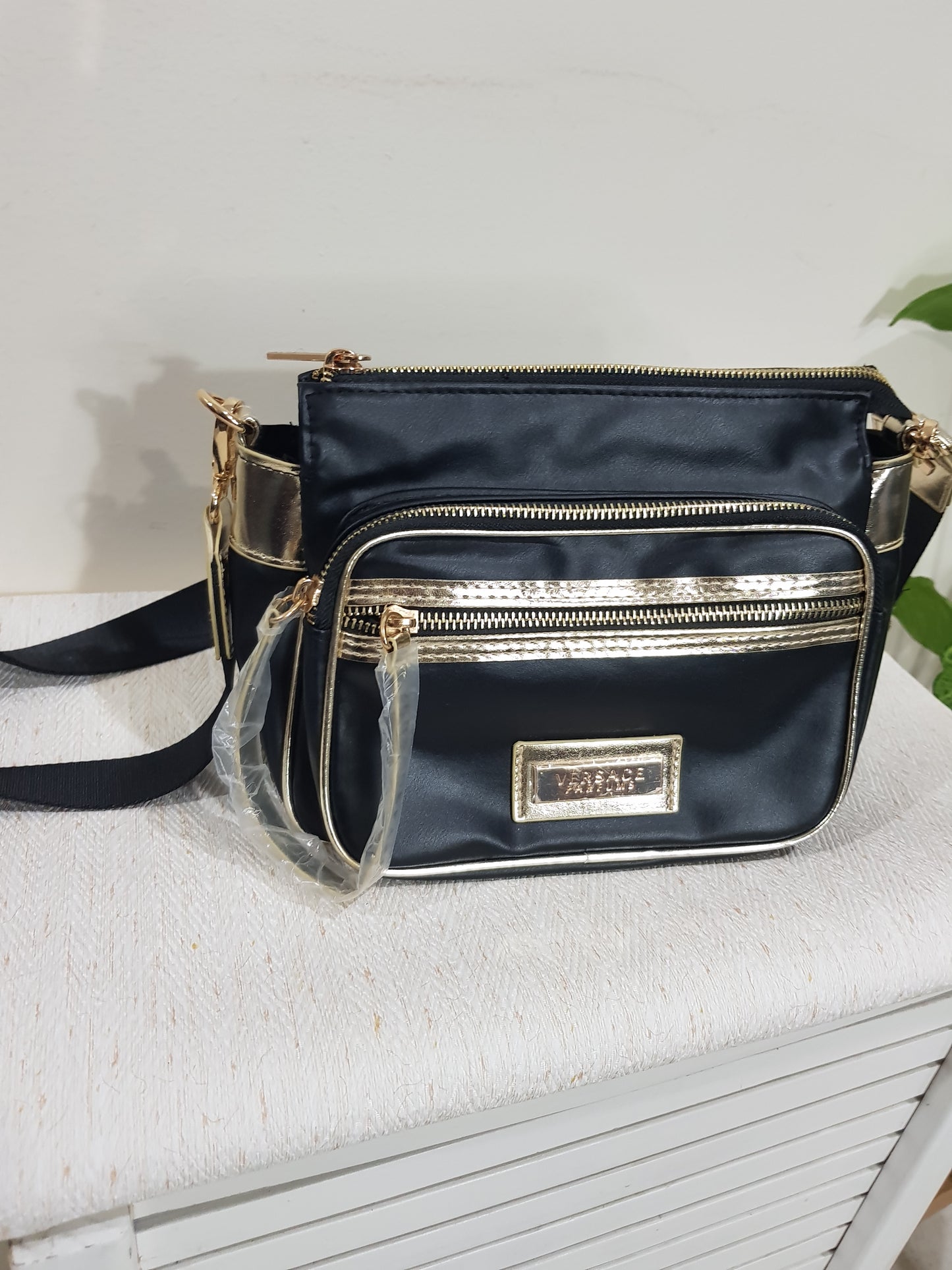 Black & Gold Shoulder Strap Bag