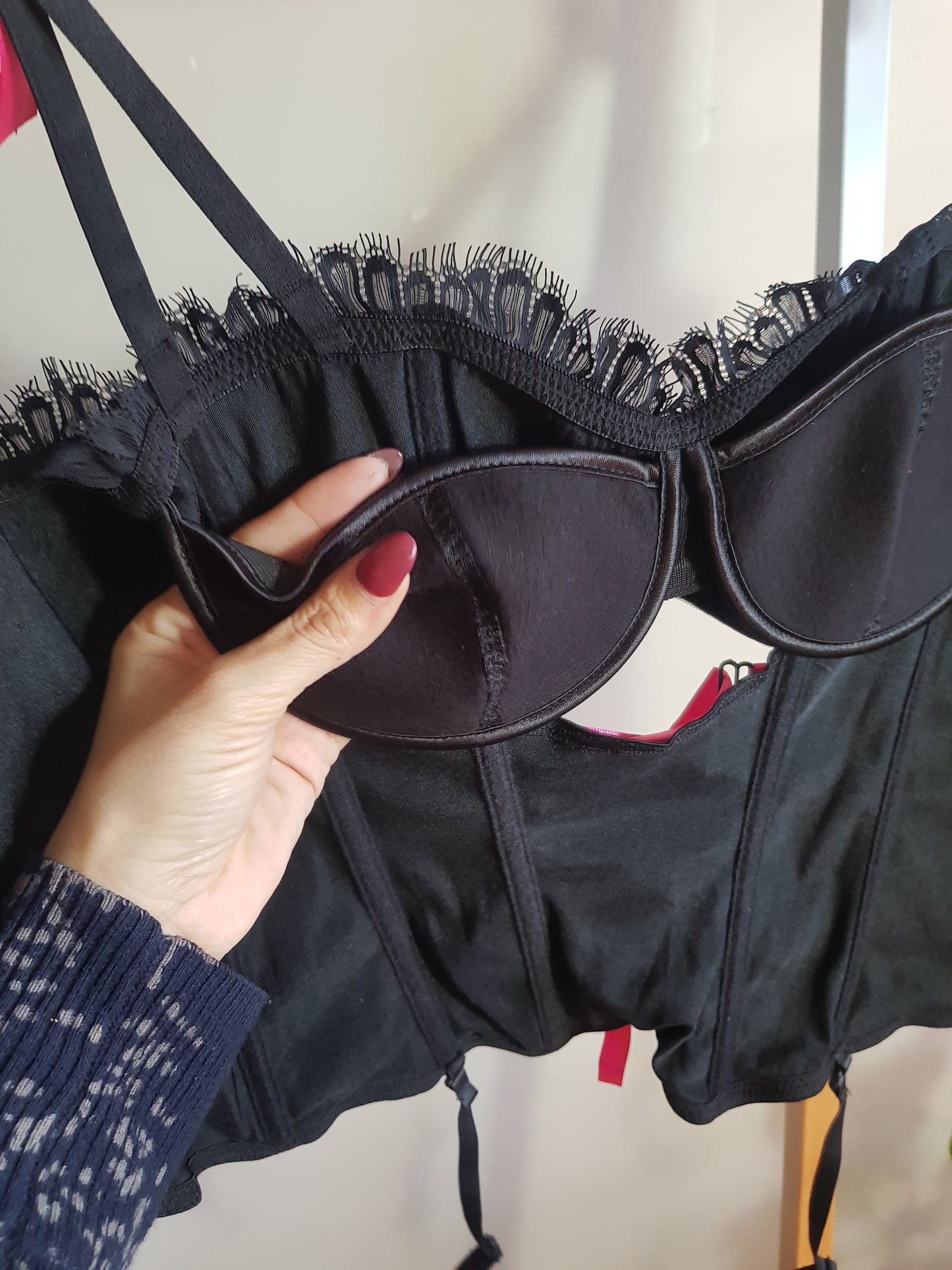 Lovely Black & pink corset. Sexy lingerie
