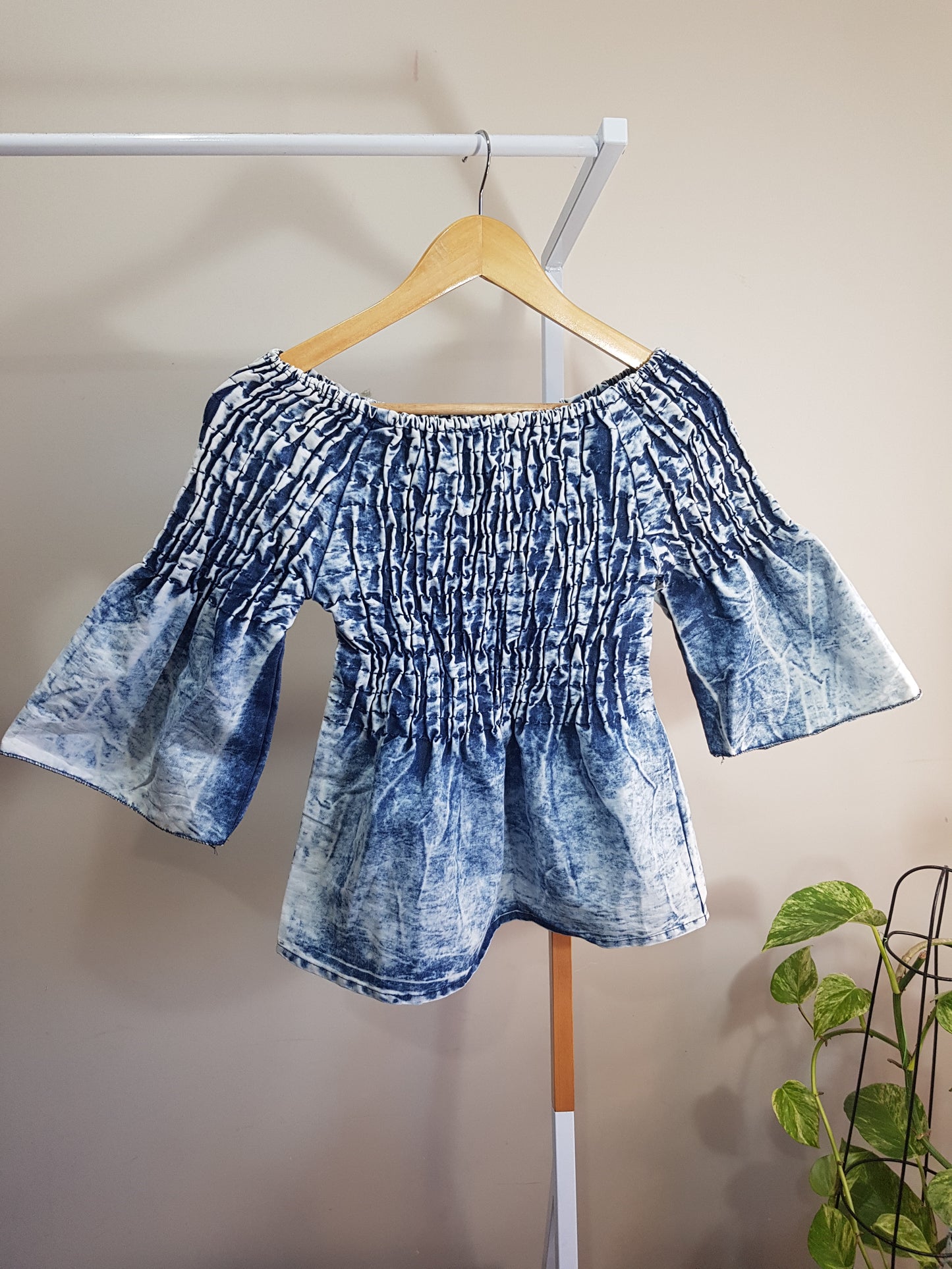 Flare Sleeve Soft Denim Top – Preloved Blouse