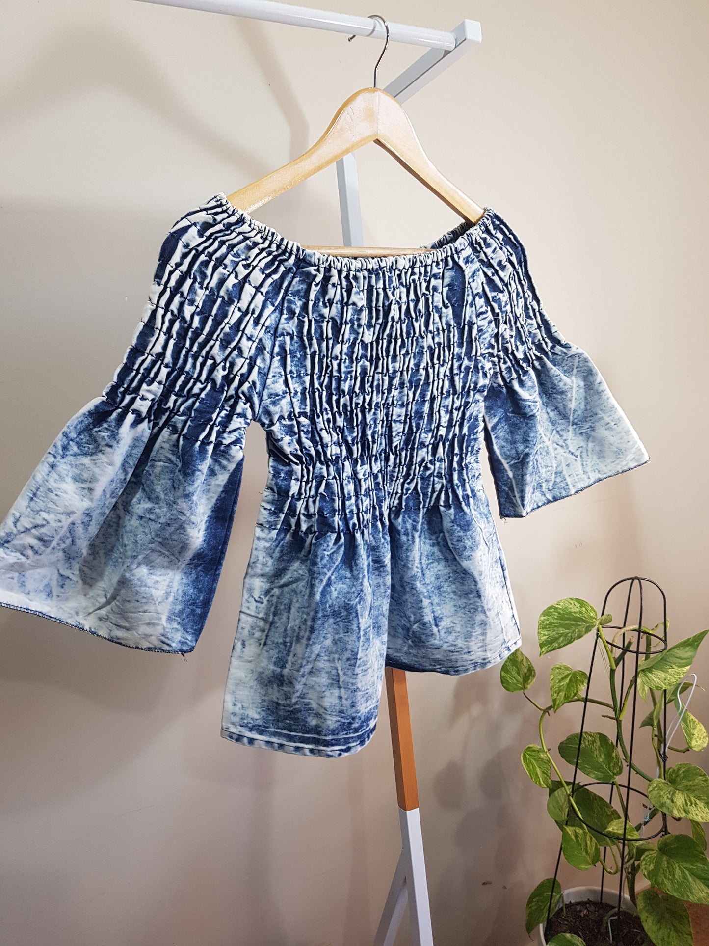 Flare Sleeve Soft Denim Top – Preloved Blouse