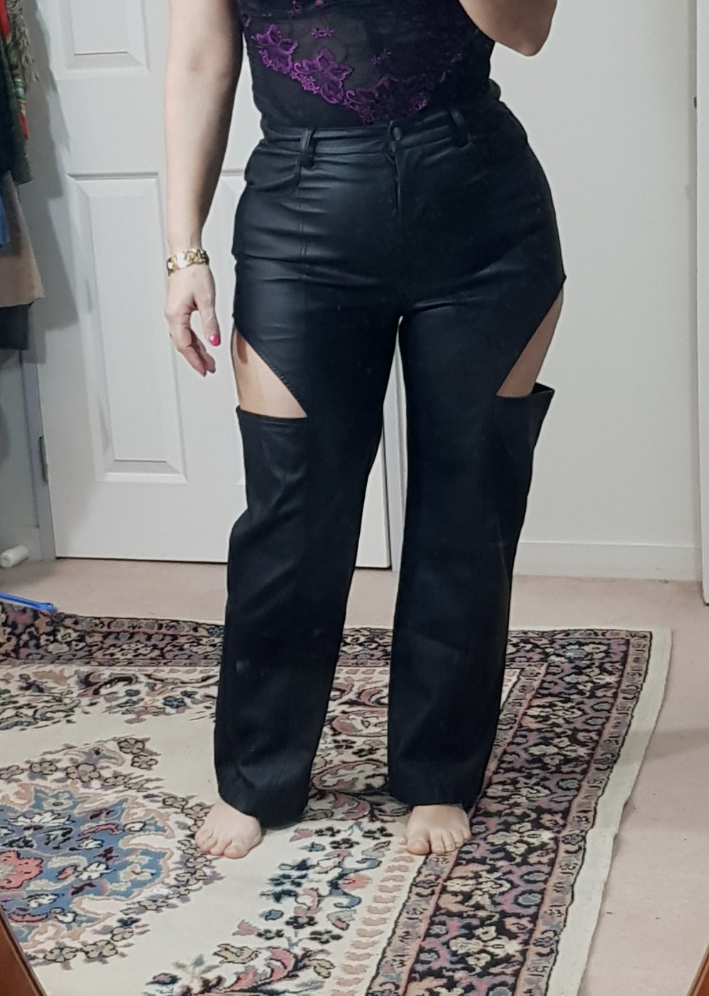 Glassons Pants - Second Hand trousers Leather look - Cut out pants