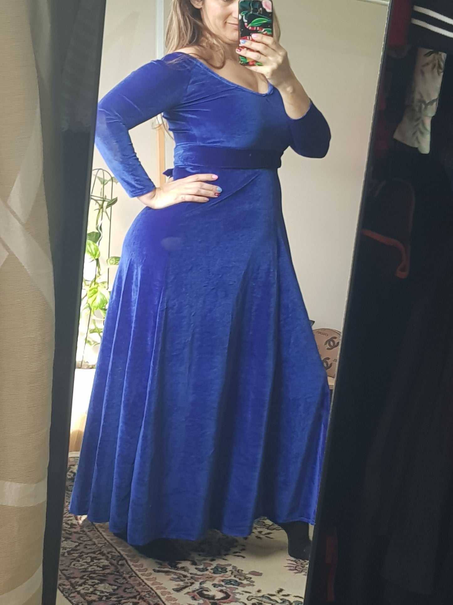 Long dress - Preloved Dress - Vintage Dress Handmade Velvet Dress