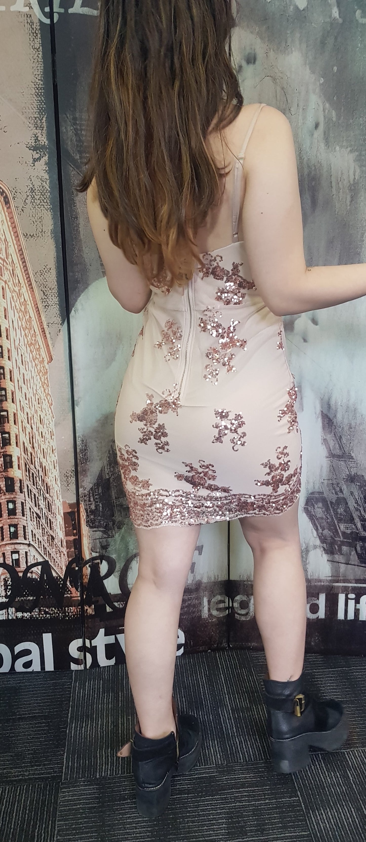 Evening mini Dress Sequined Lace Bodycon Dress