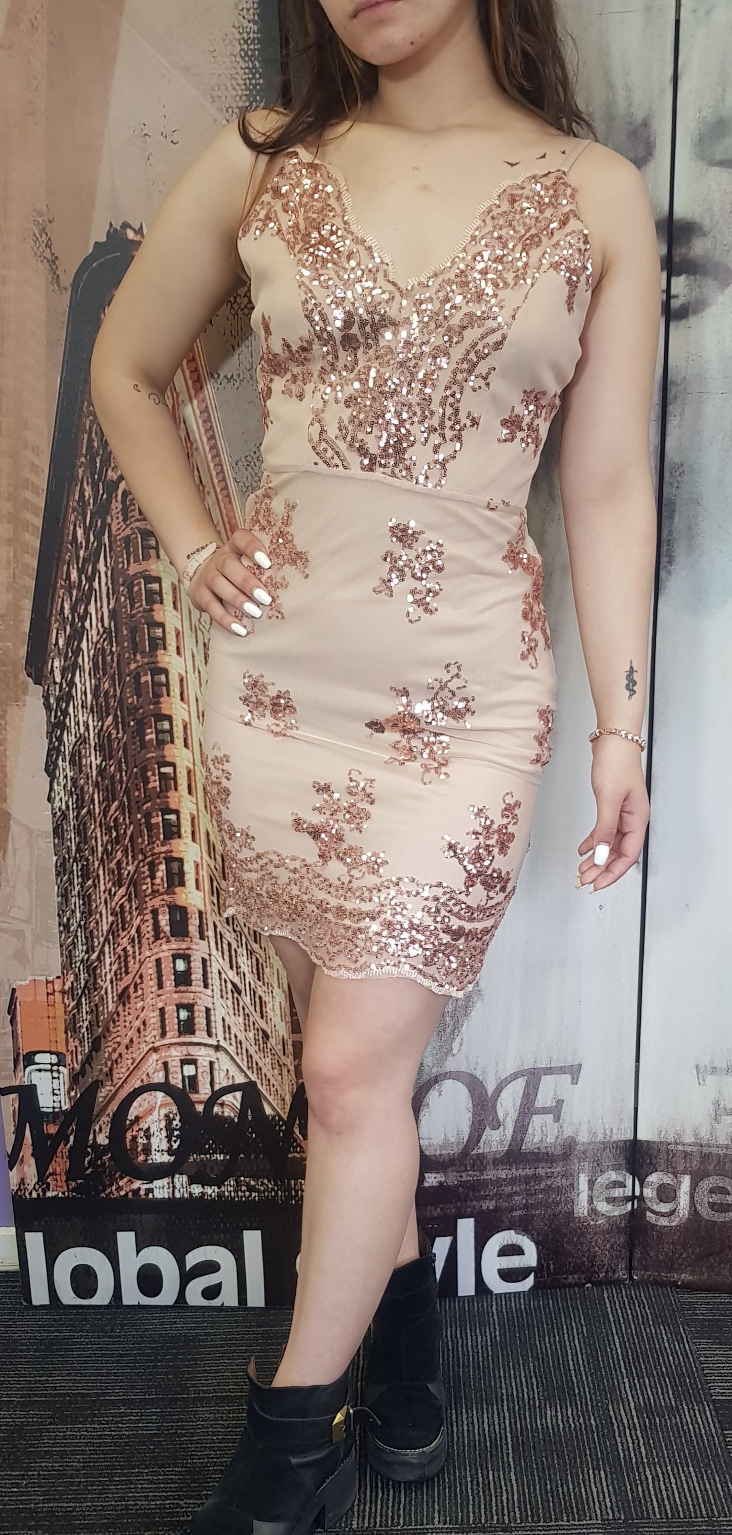 Evening mini Dress Sequined Lace Bodycon Dress