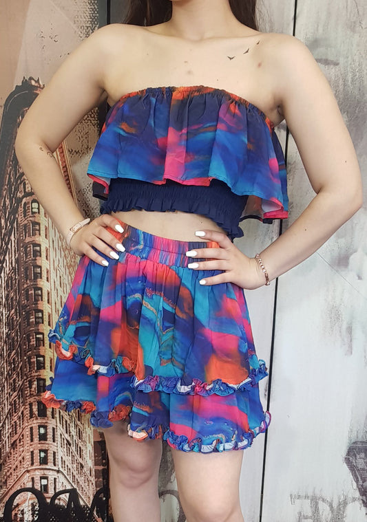 Colorful skirt and crop top set PIA BRAND