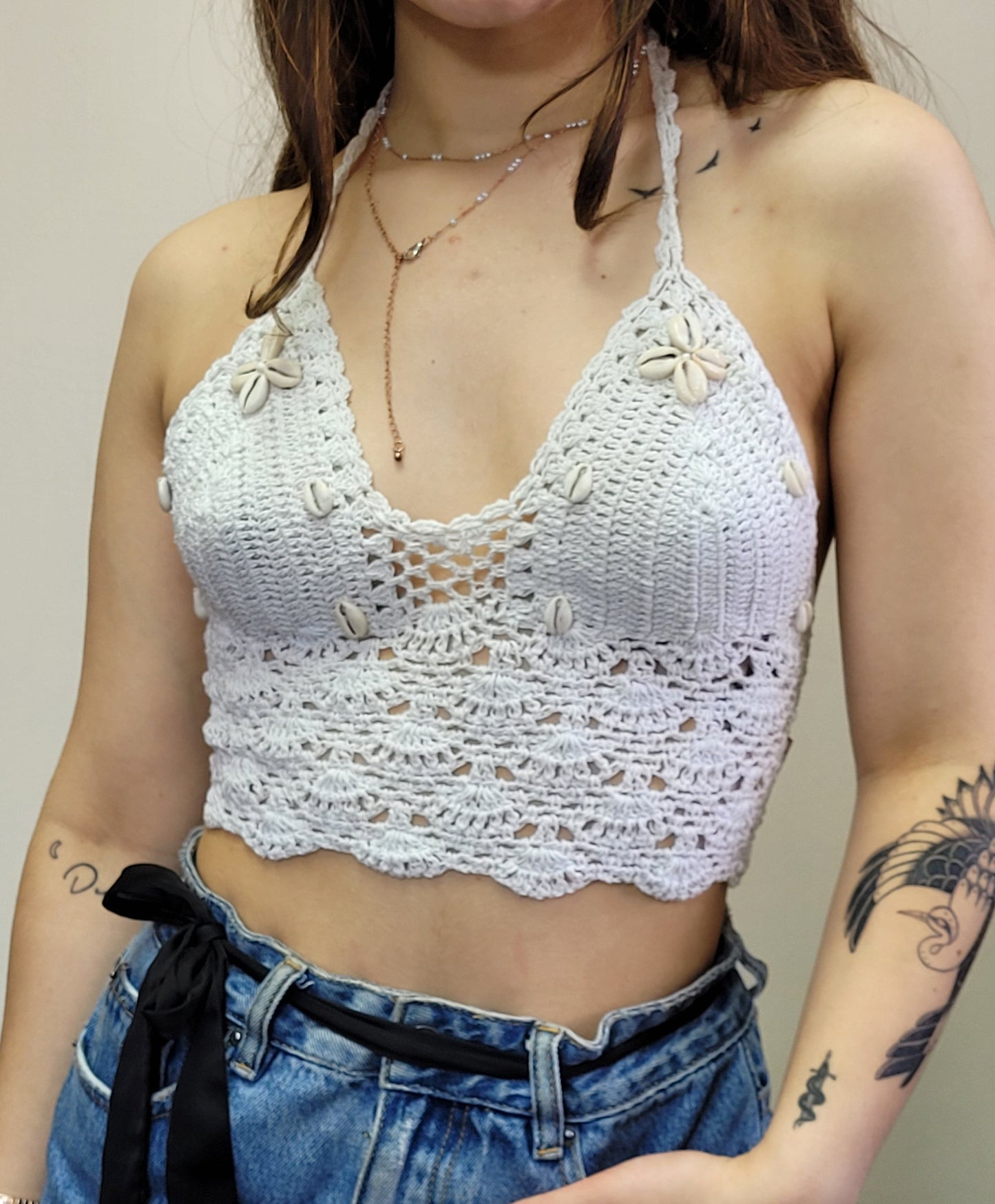 white bohemian crochet for sale in preloved condition in Auckland make an offer