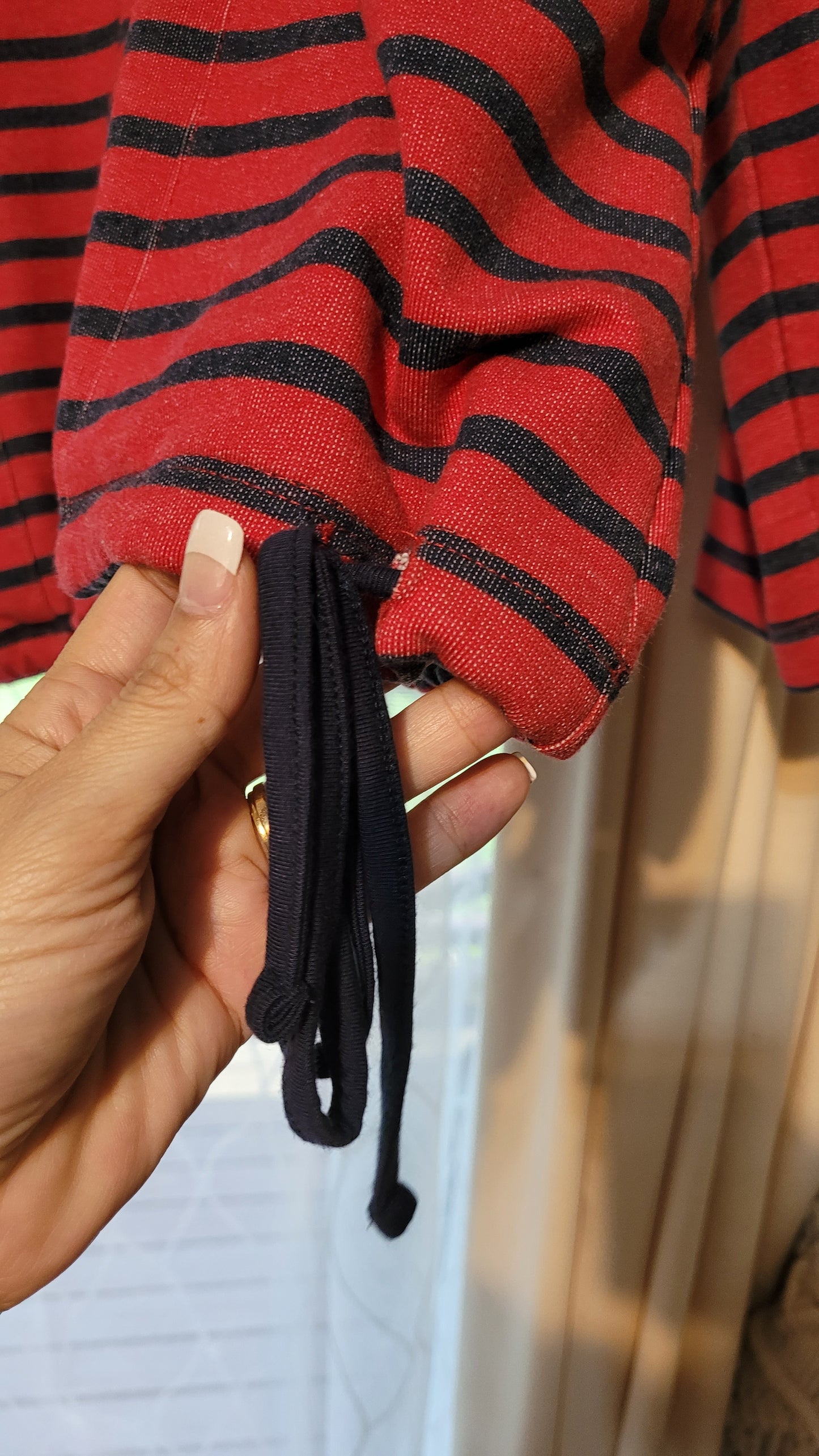 Curvy Top Gray Red Striped Cowl Neck Retro style top 3XL