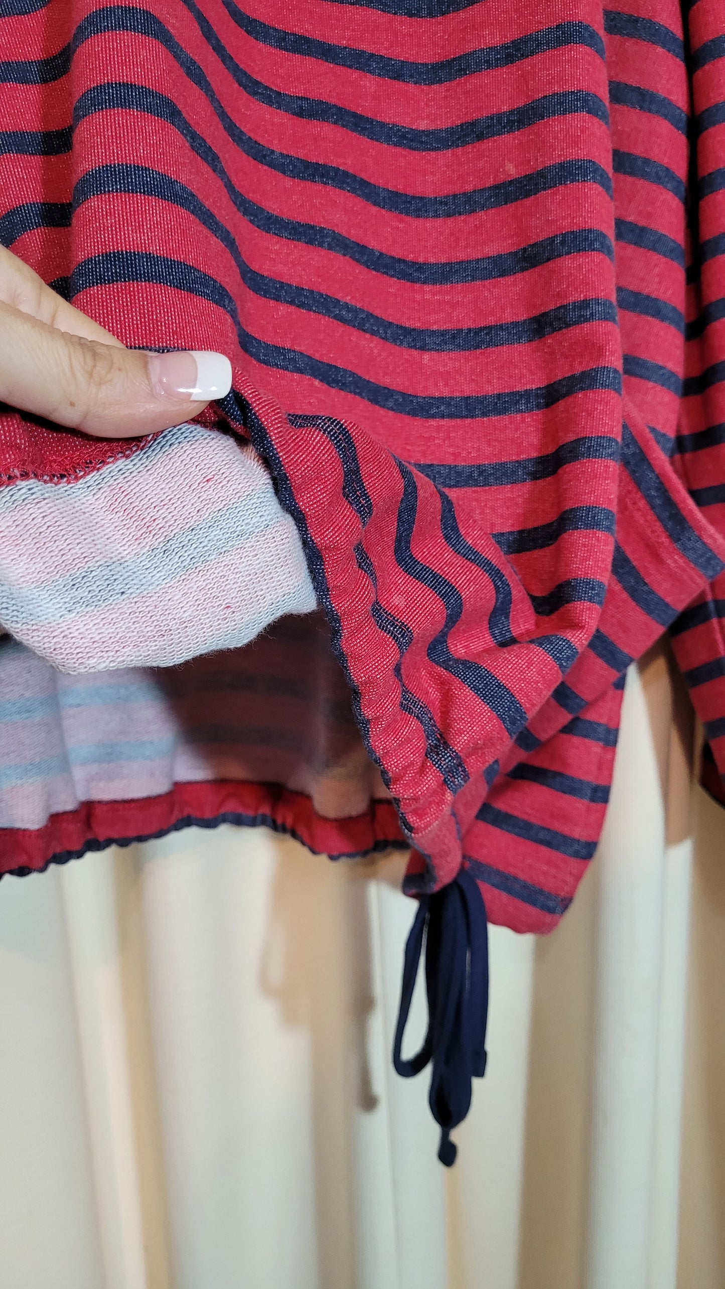 Curvy Top Gray Red Striped Cowl Neck Retro style top 3XL