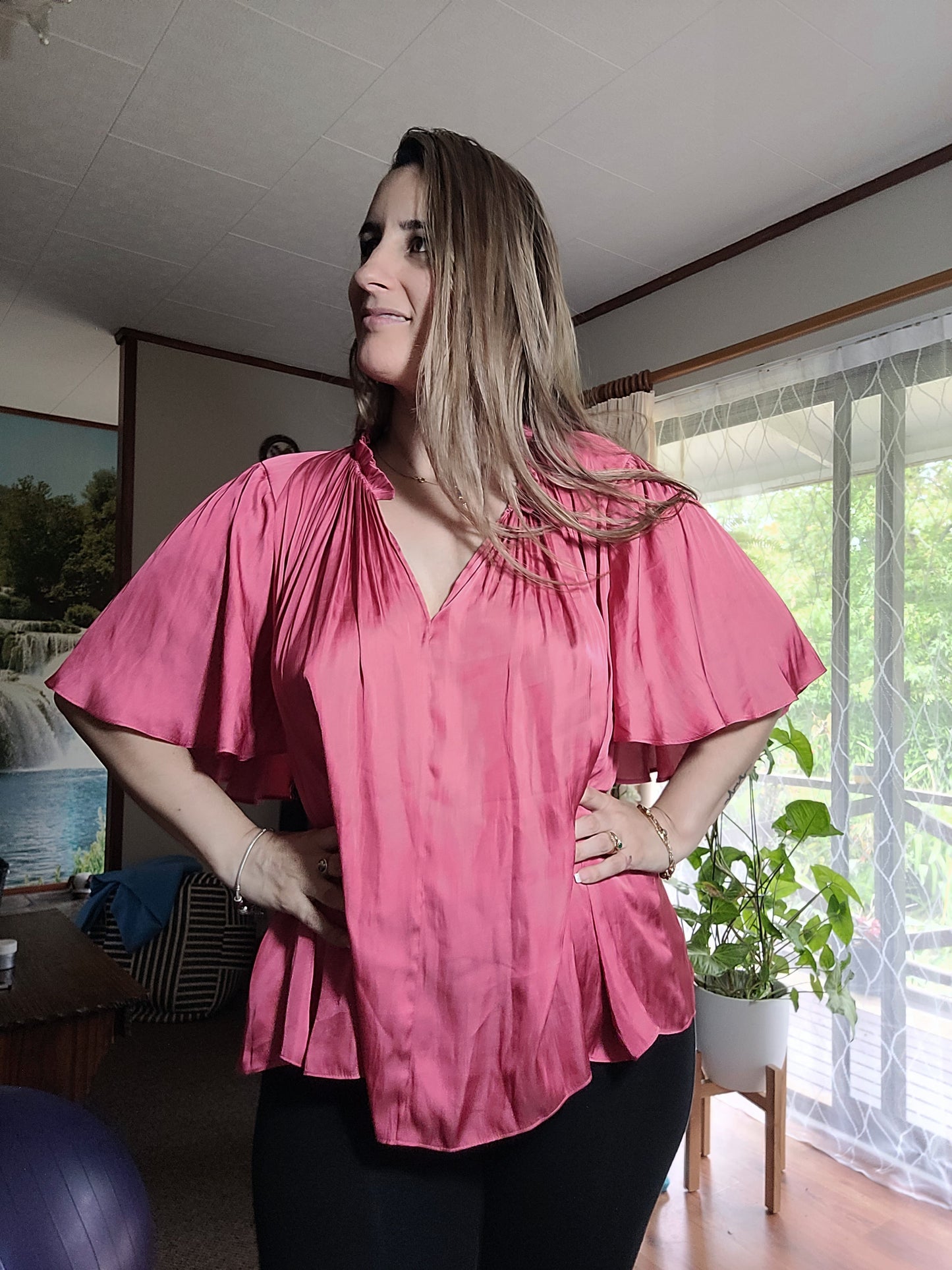 Oversized Pink Country Road blouse