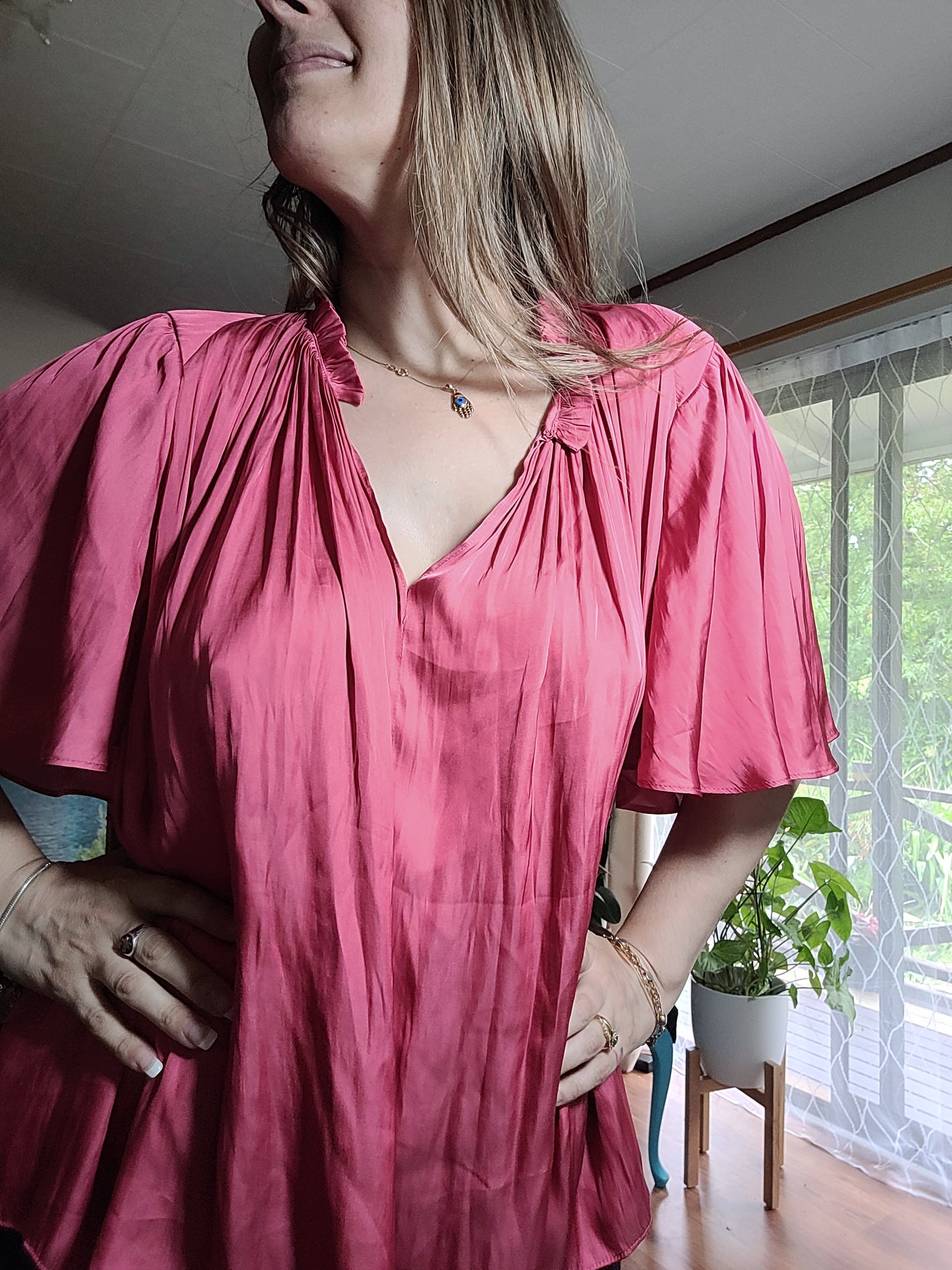 Oversized Pink Country Road blouse