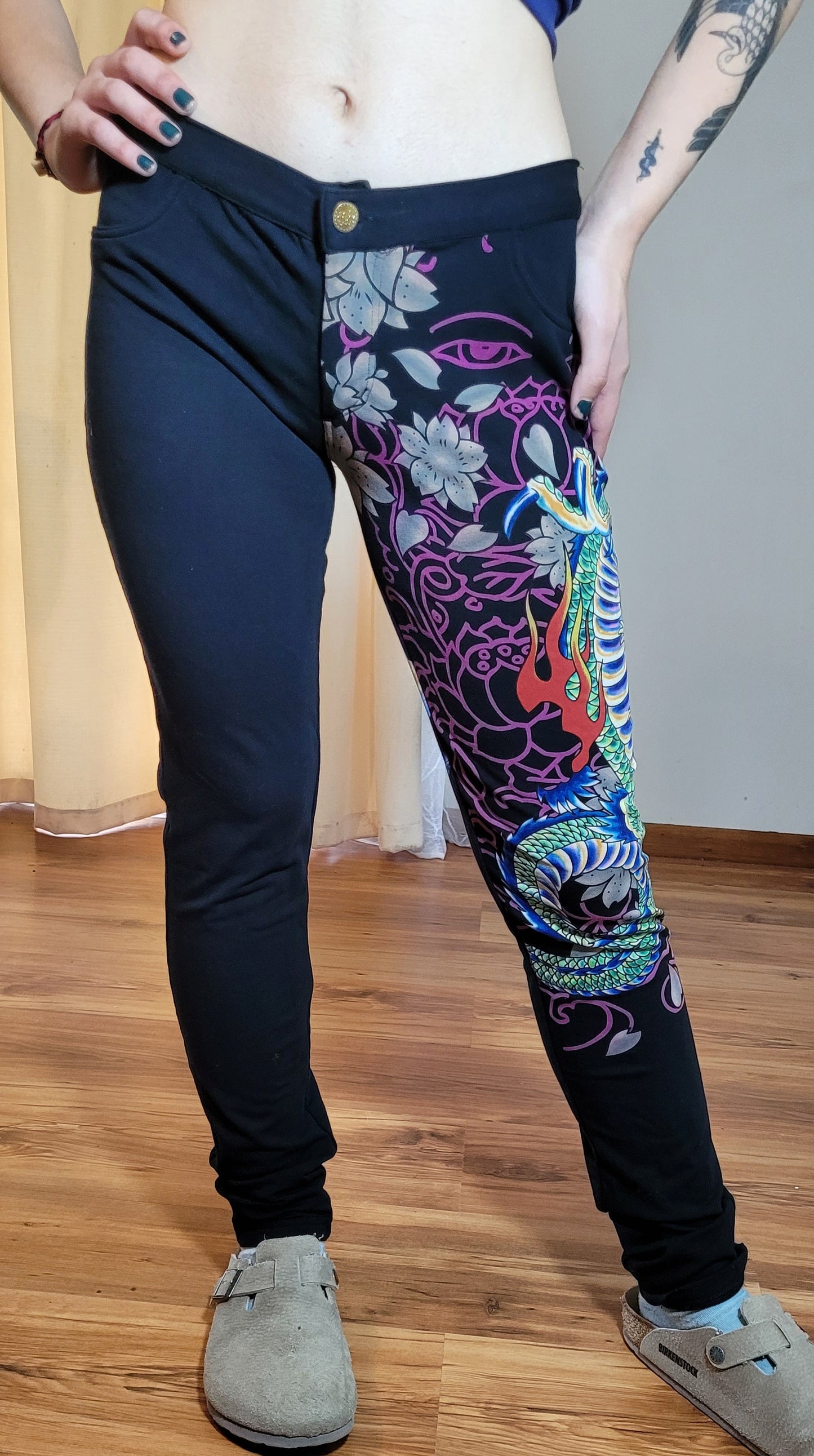 Dragon Printed Pants by Cozy Cat Low waisted Pants