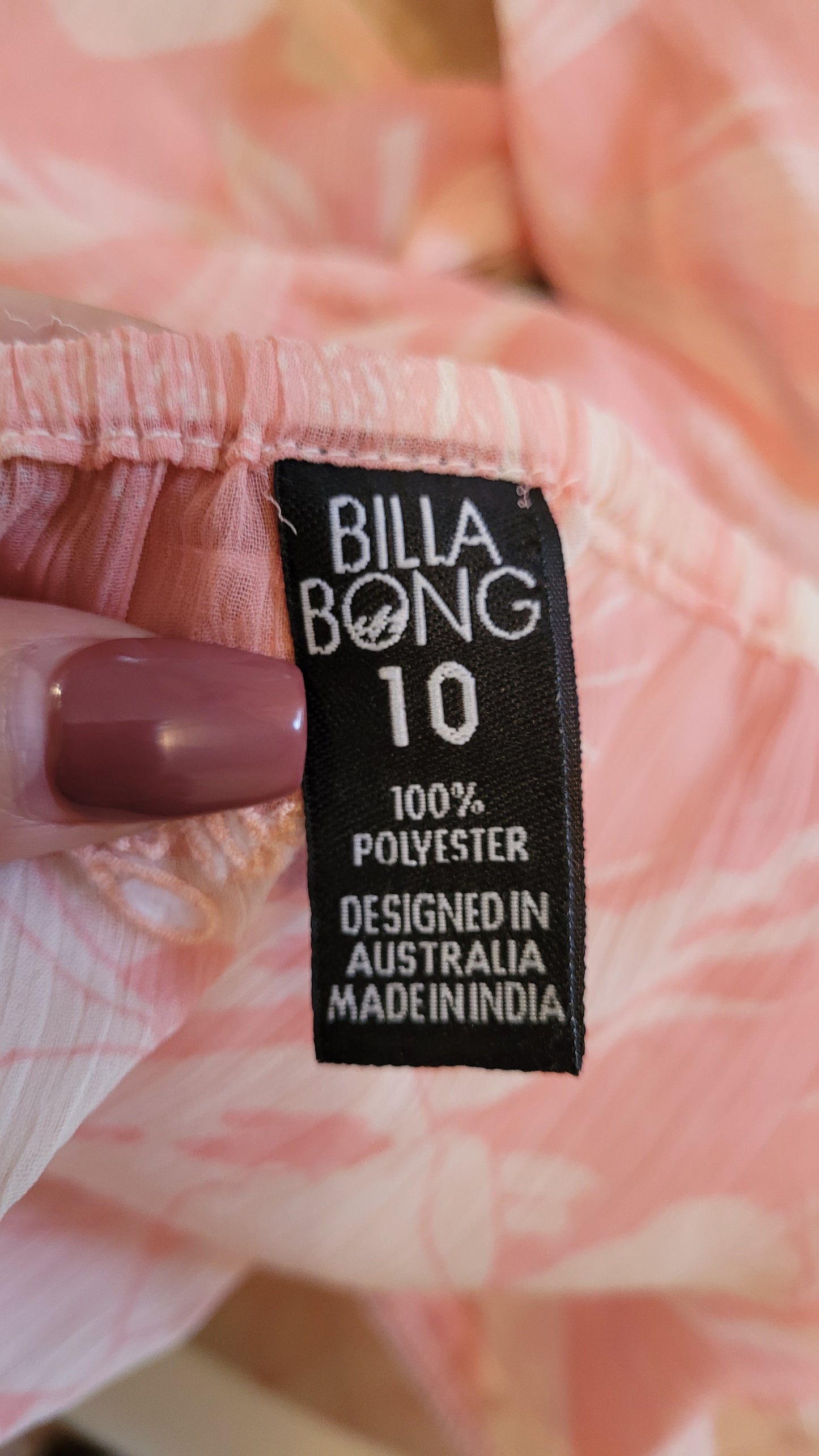 Billabong cami Top - See-throught top - Pink top Size 10