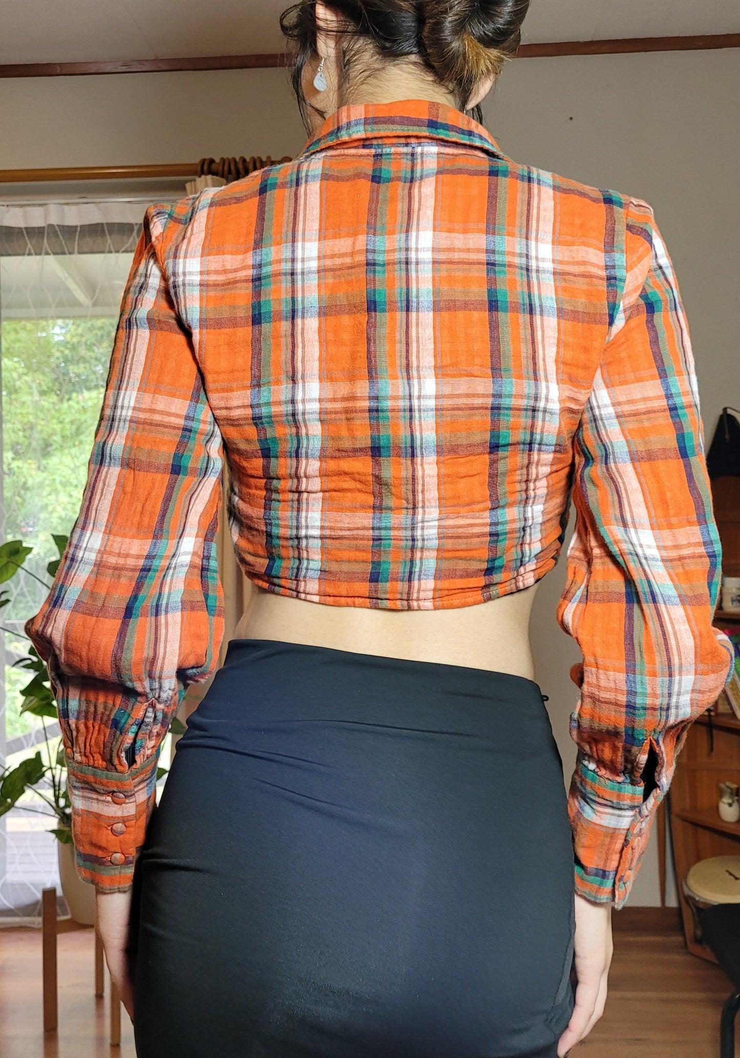 Knot Front Tie Shirt - Plaid Shirt - Cowgirl shirt