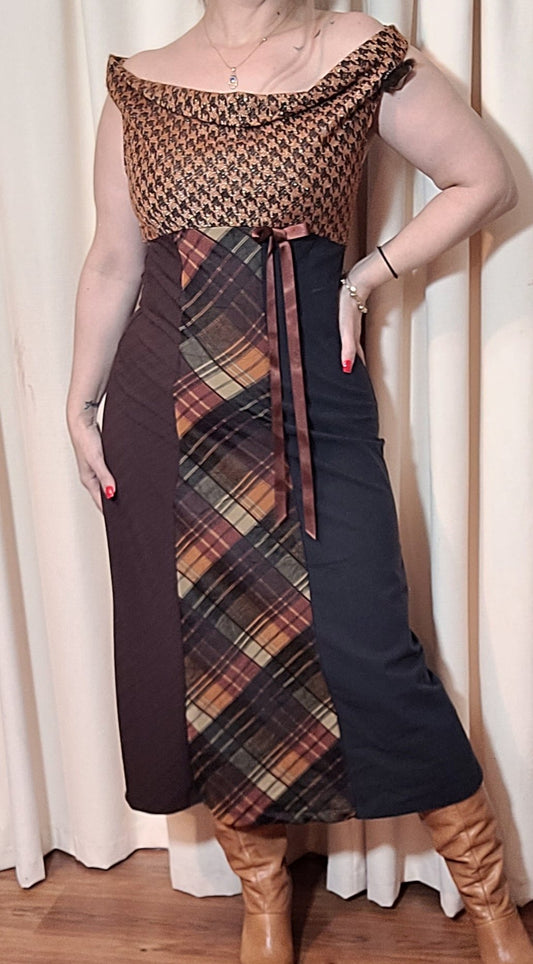 Vintage Dress made in NZ. Brown thrift dress