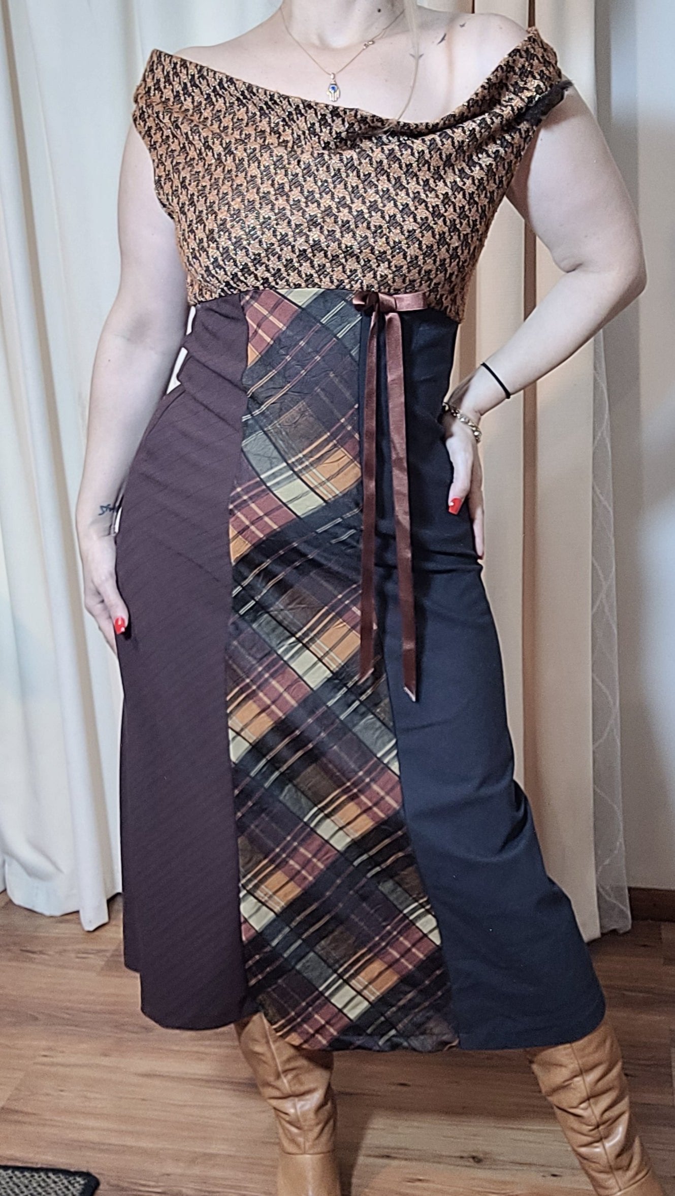 vintage brown dress made in new Zealand