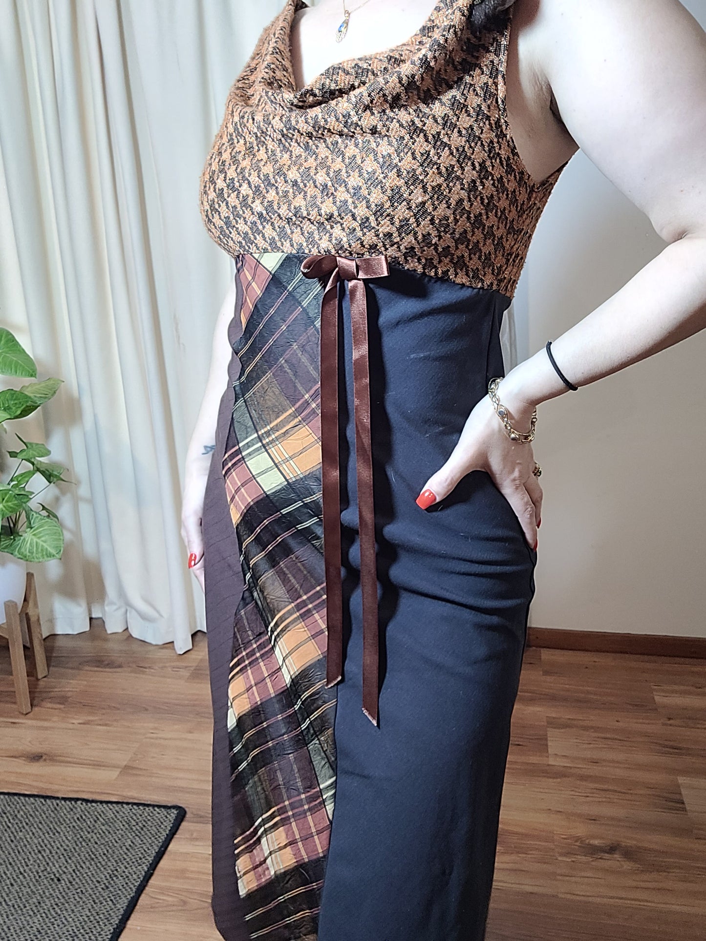 Vintage Dress made in NZ. Brown thrift dress