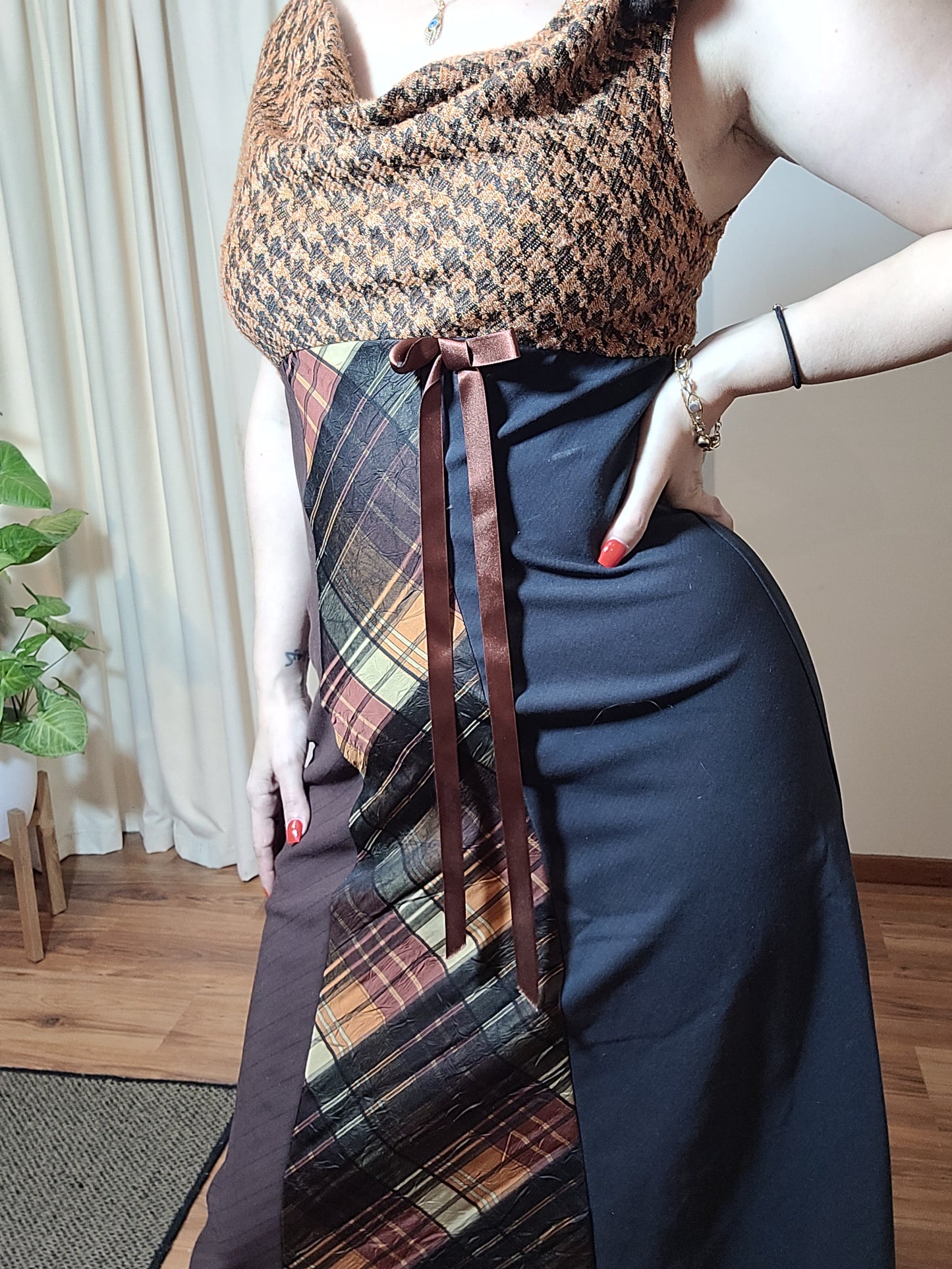 Vintage Dress made in NZ. Brown thrift dress
