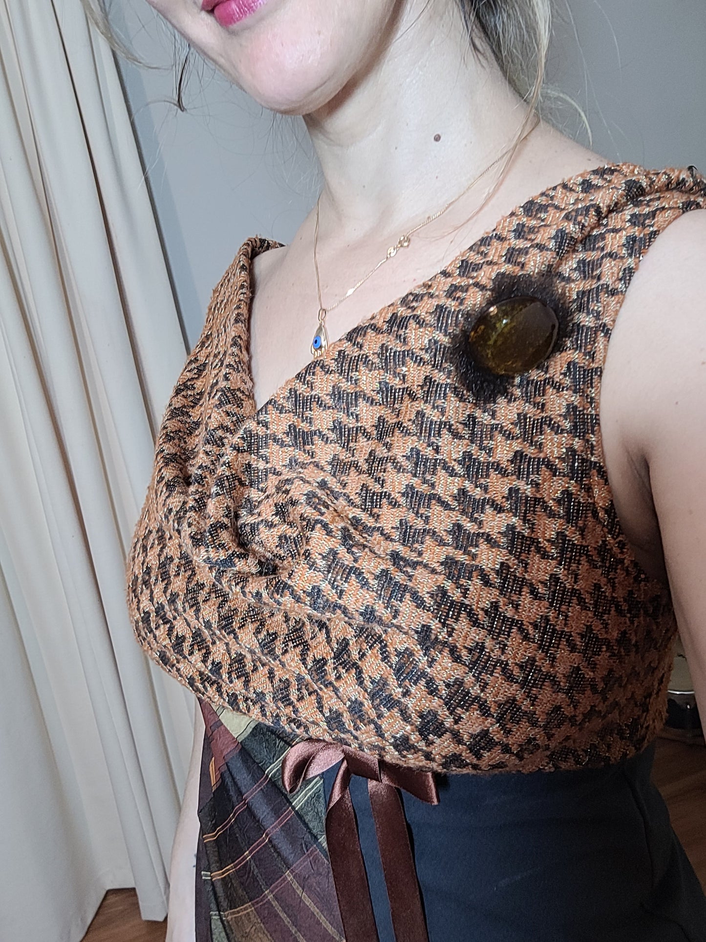 Vintage Dress made in NZ. Brown thrift dress