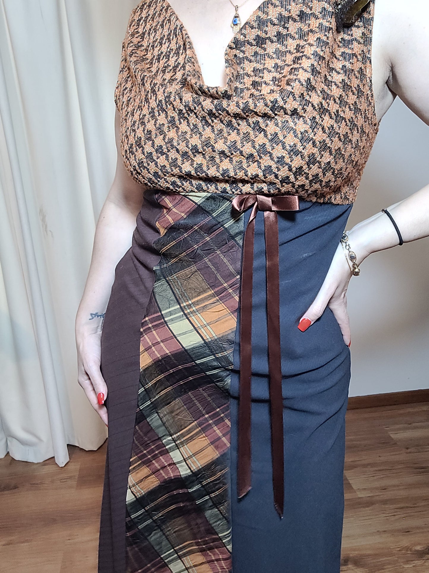 Vintage Dress made in NZ. Brown thrift dress
