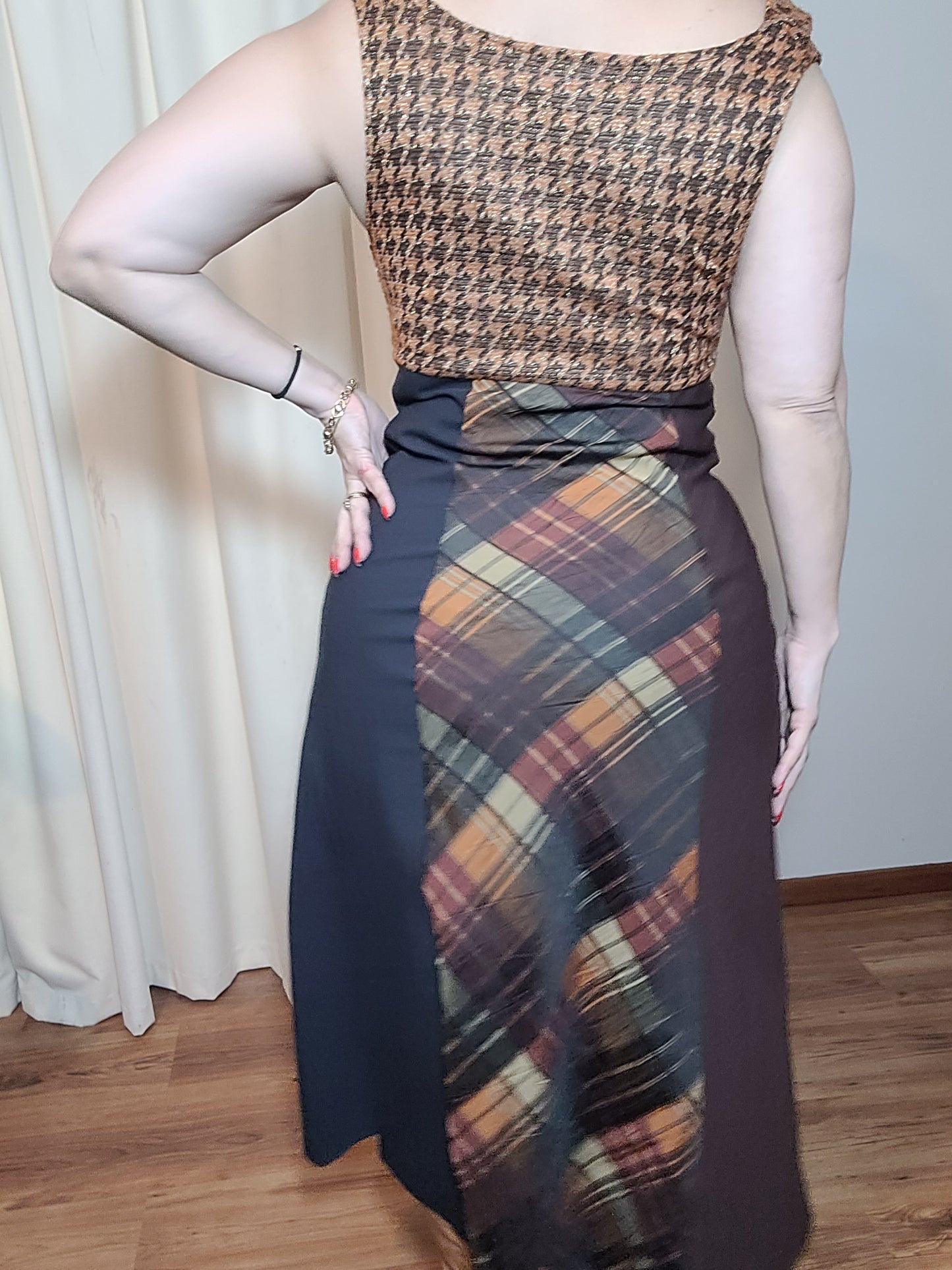 Vintage Dress made in NZ. Brown thrift dress