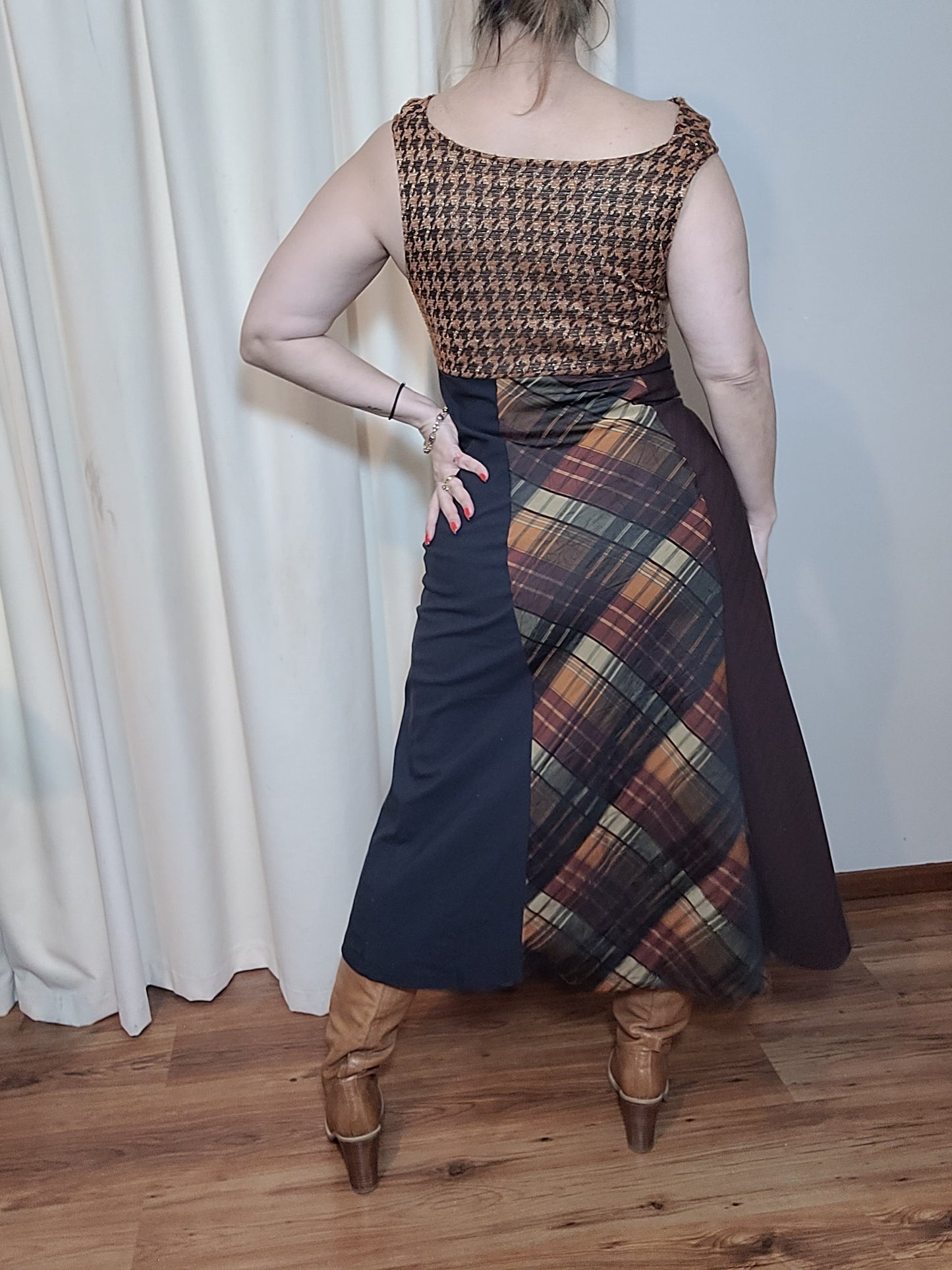 Vintage Dress made in NZ. Brown thrift dress