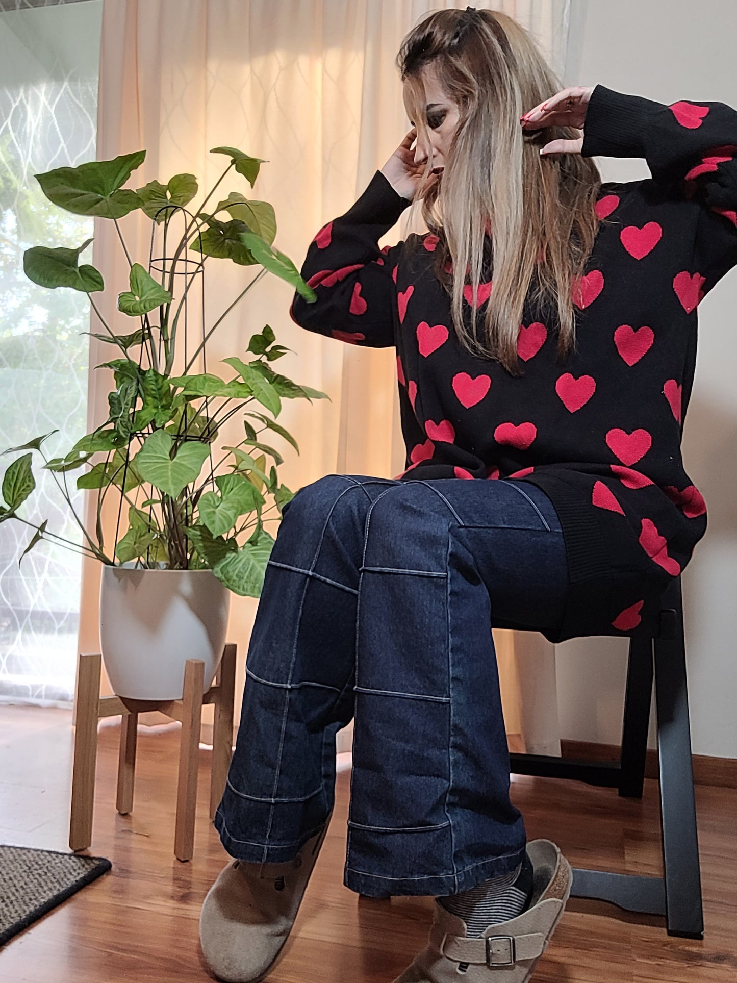 Patchwork style Flared denim