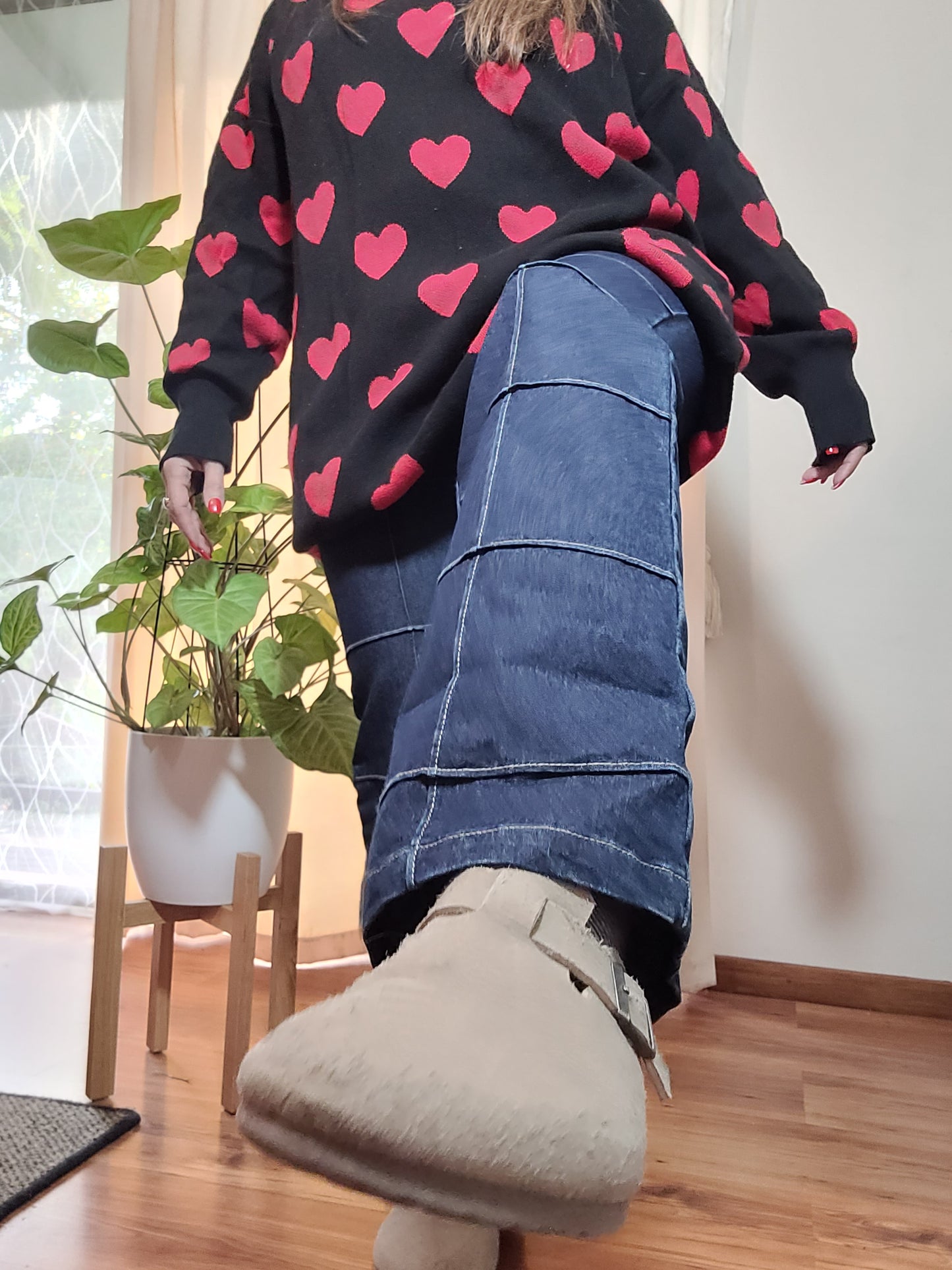 Patchwork style Flared denim