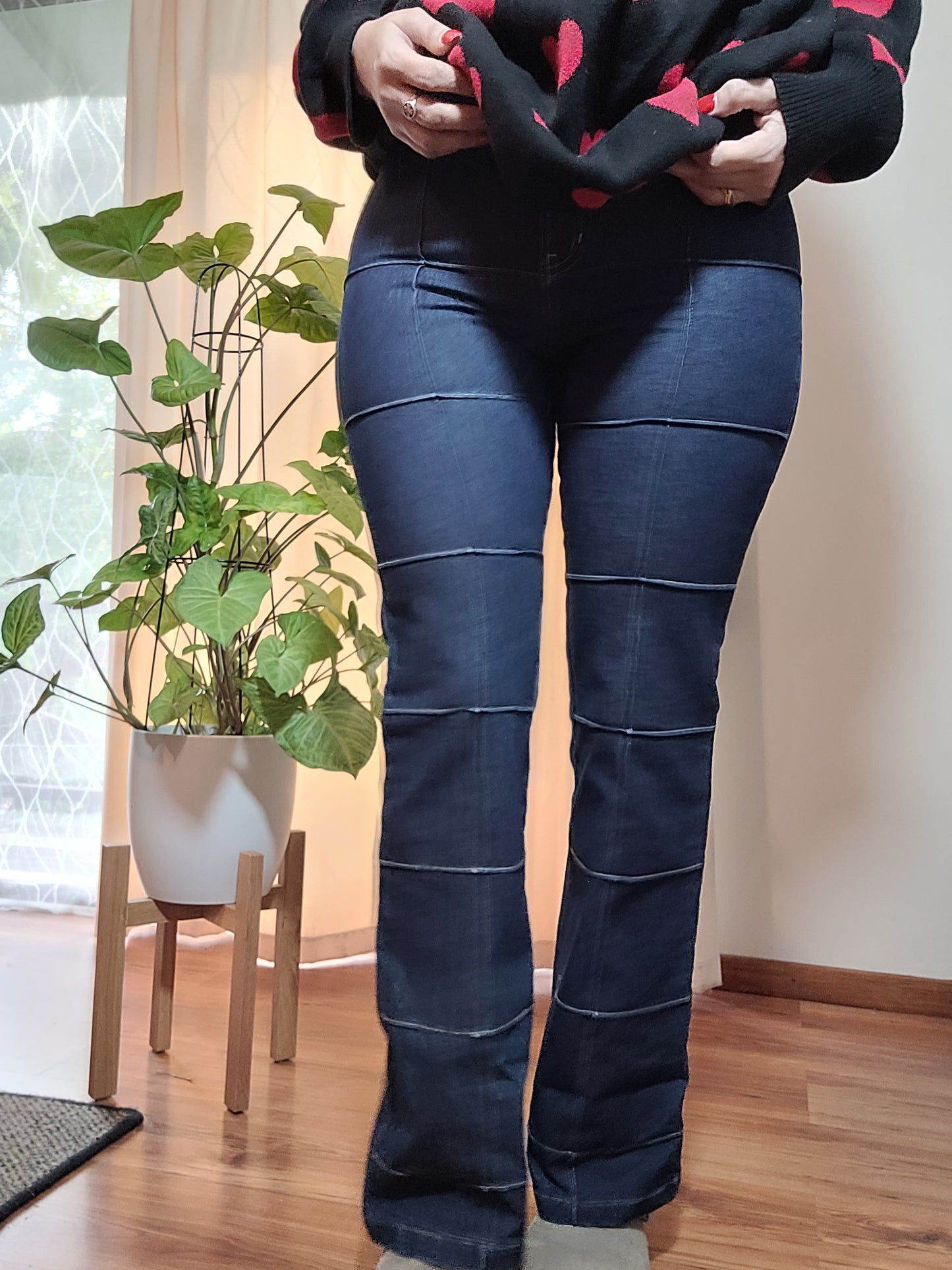 Patchwork style Flared denim