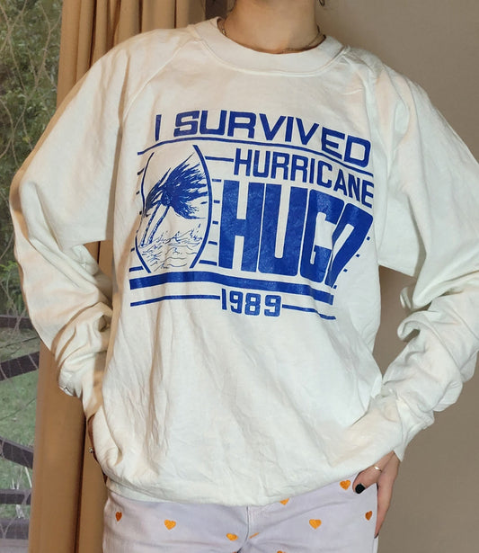 Vintage 1989 Crewneck - jumper Vintage Top "I survived hurricane Hugo 1989"
