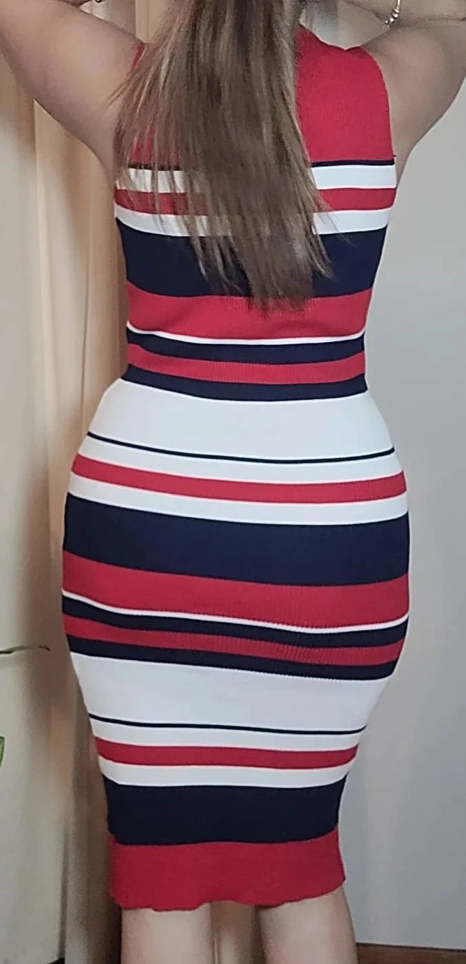 stripped mirrou dress size M, for sale