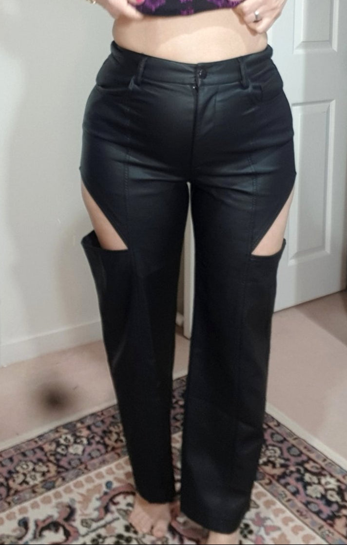 Glassons Pants - Second Hand trousers Leather look - Cut out pants