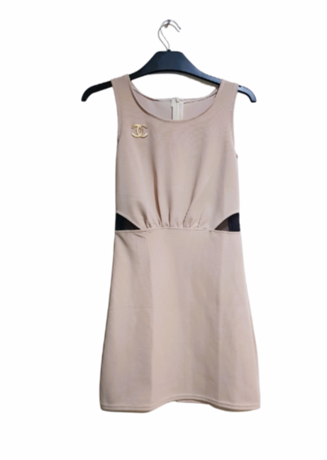 channel inspired mini dress in nude color for sale in preloved condition in Auckland