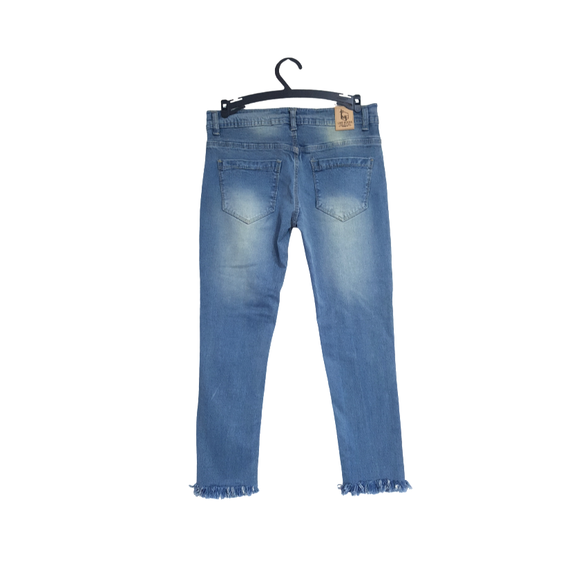 Low-medium rise Waist Ripped Denim Pants - Jeans
