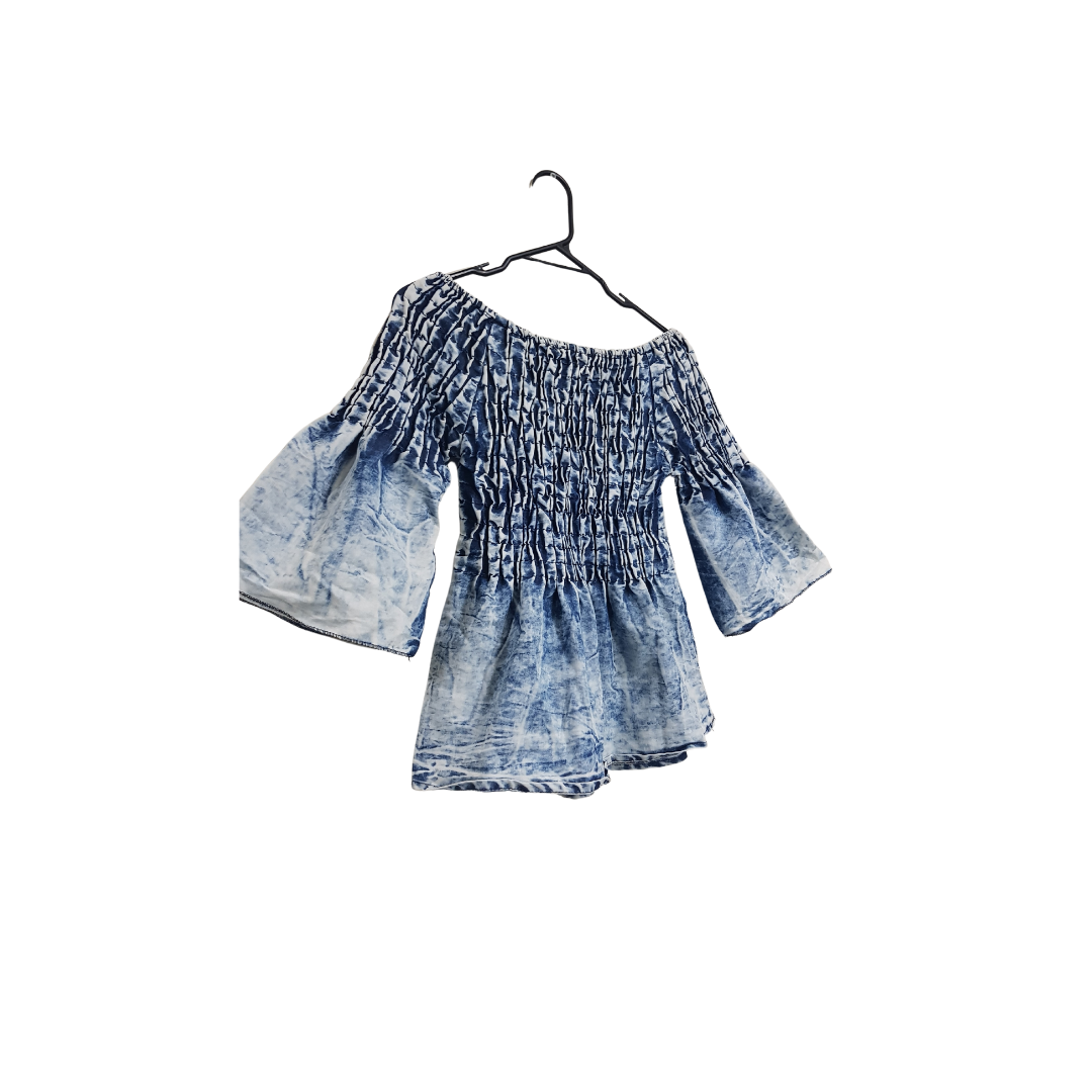 Flare Sleeve Soft Denim Top – Preloved Blouse