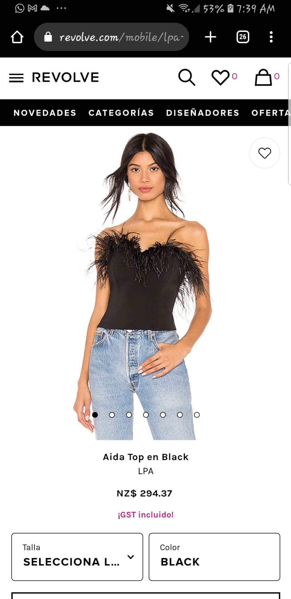 LPA Aida crop top - strapless feather top - Black Top.