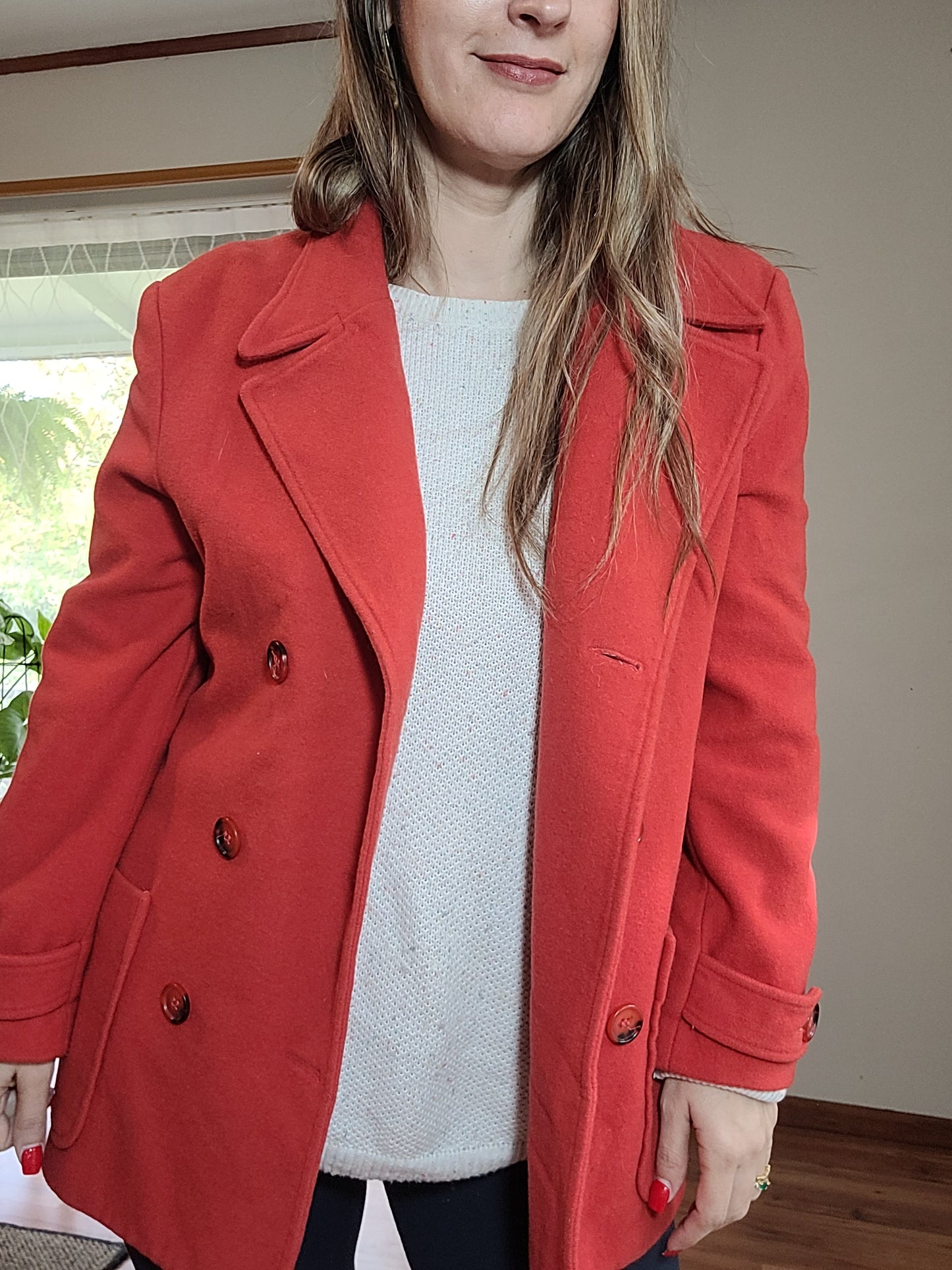 Stunning Coral Coat Size 12. Made in New Zealand