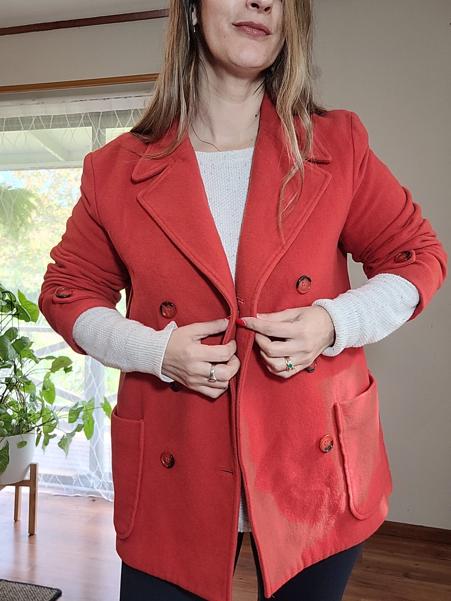 Stunning Coral Coat Size 12. Made in New Zealand