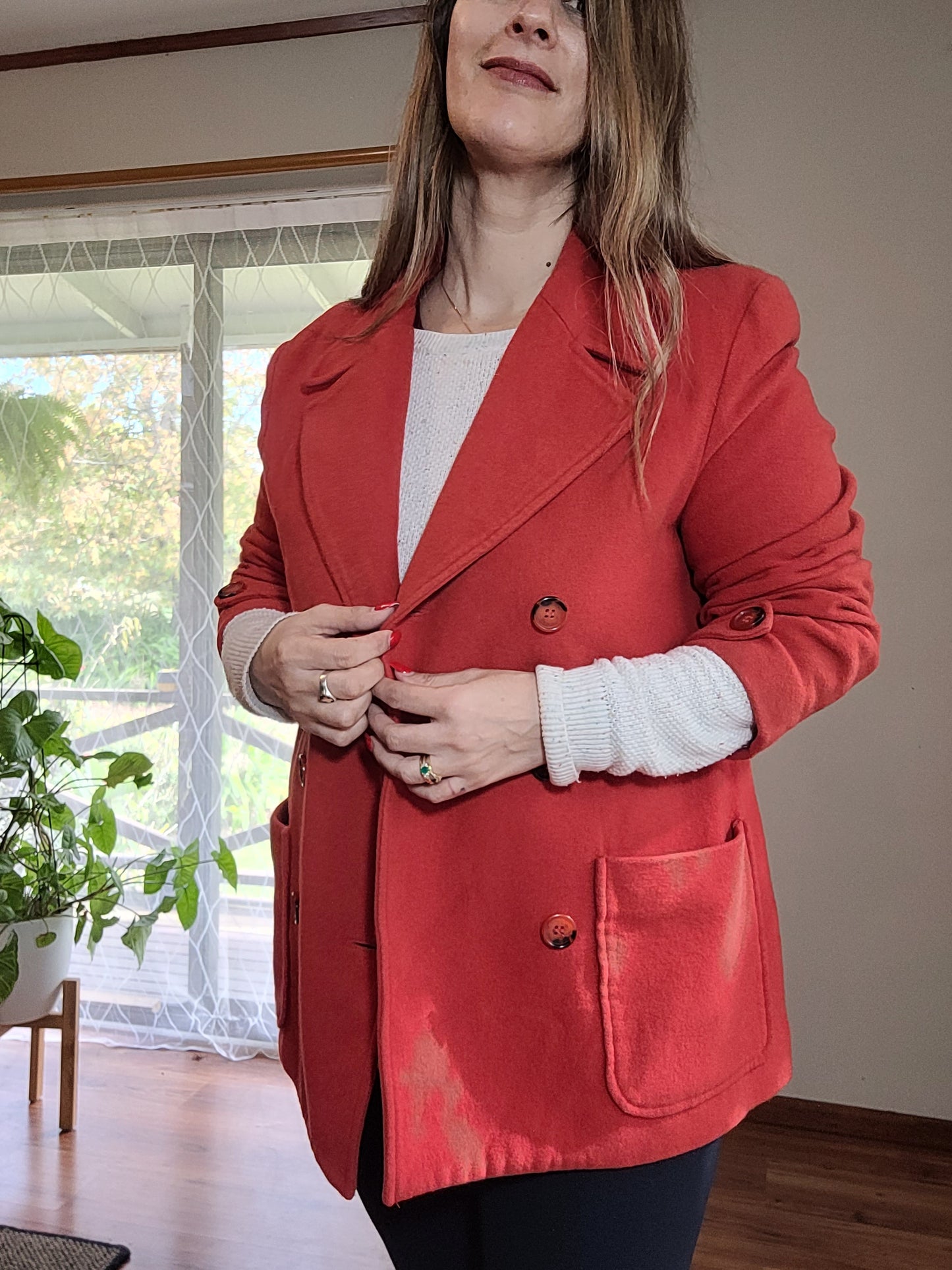 Stunning Coral Coat Size 12. Made in New Zealand