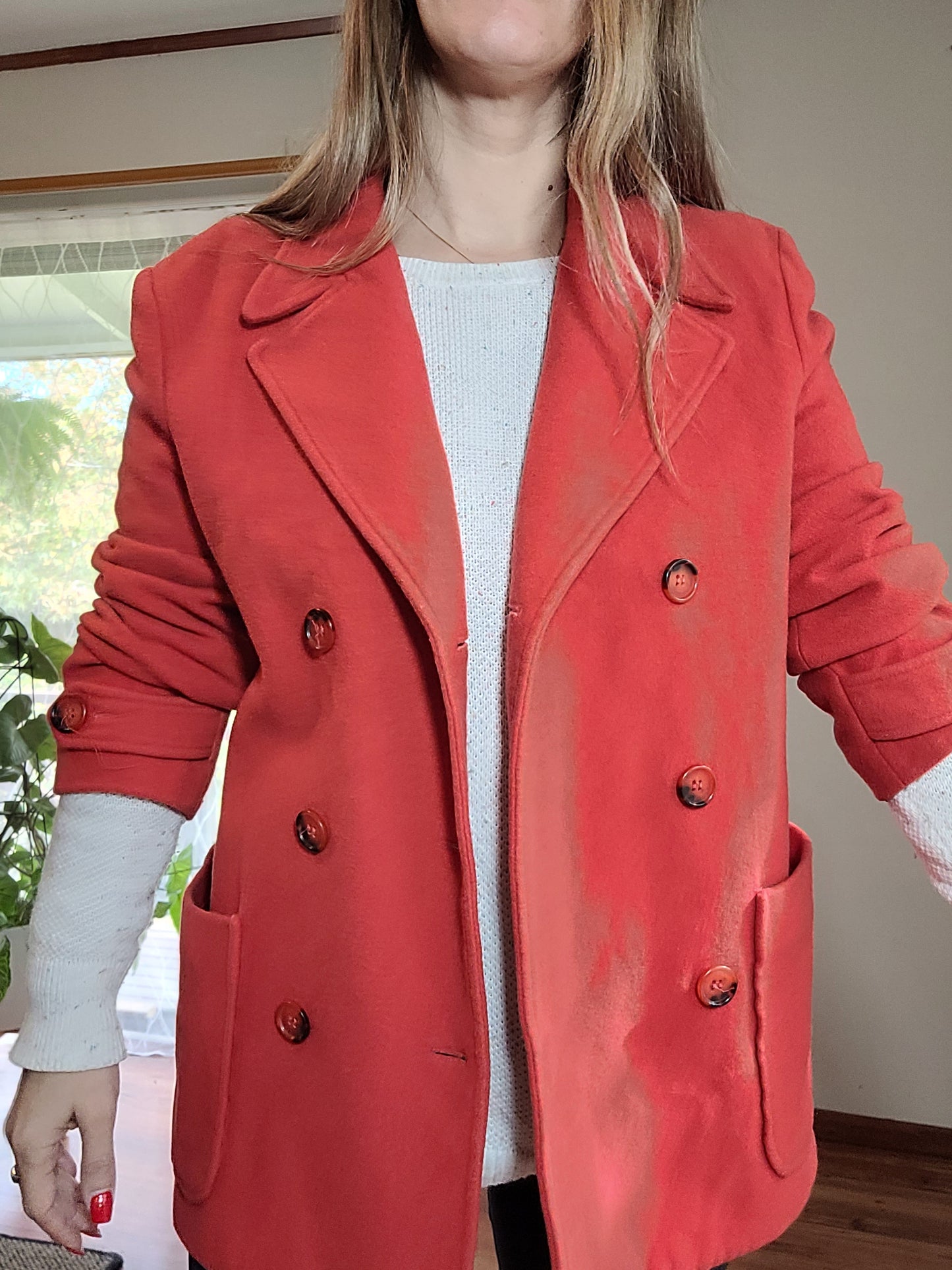 Stunning Coral Coat Size 12. Made in New Zealand