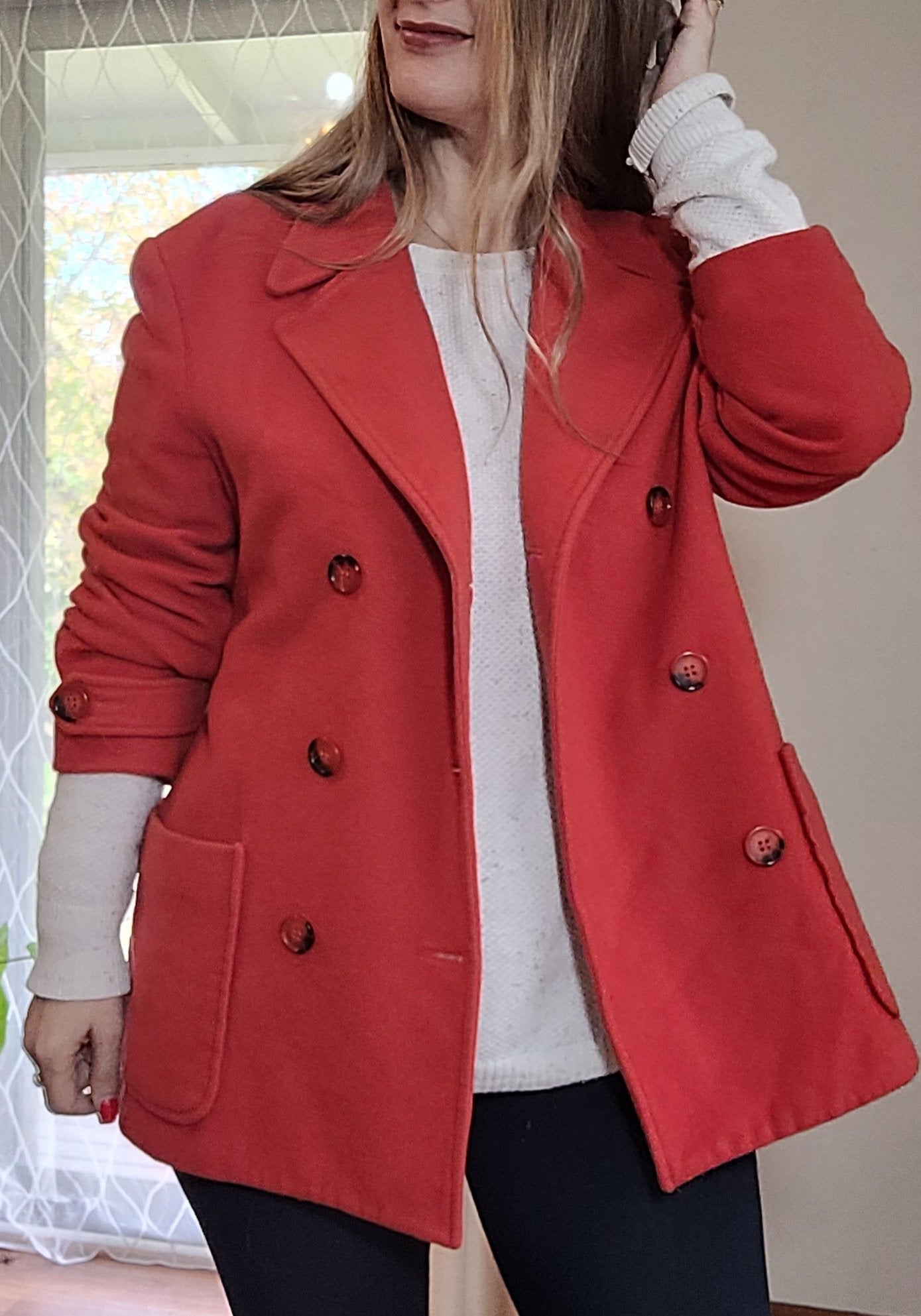 coral colour preloved jacket second hand jacket made in new zealand