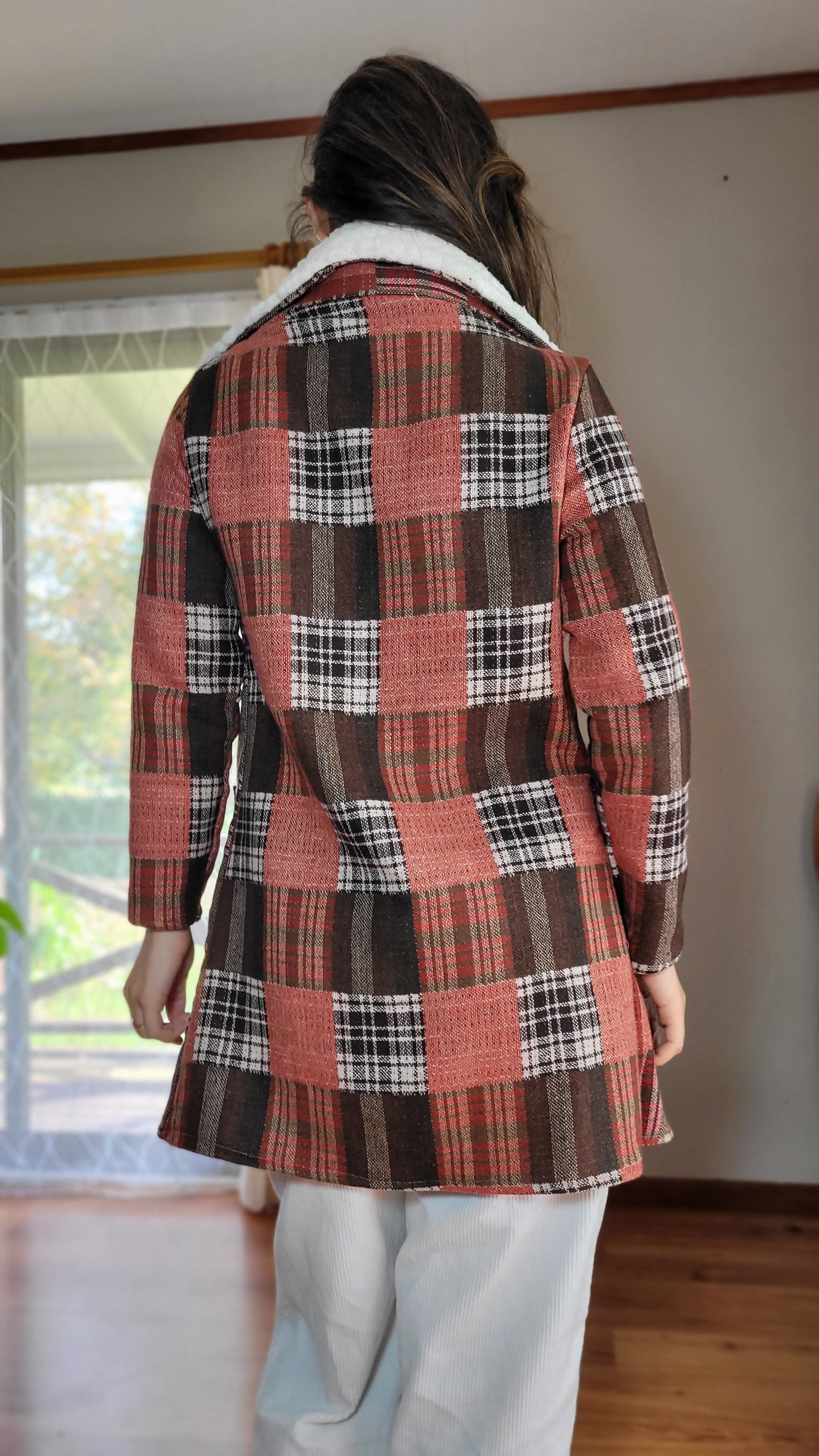 Plaid Fur trim Coat - Preloved Coat